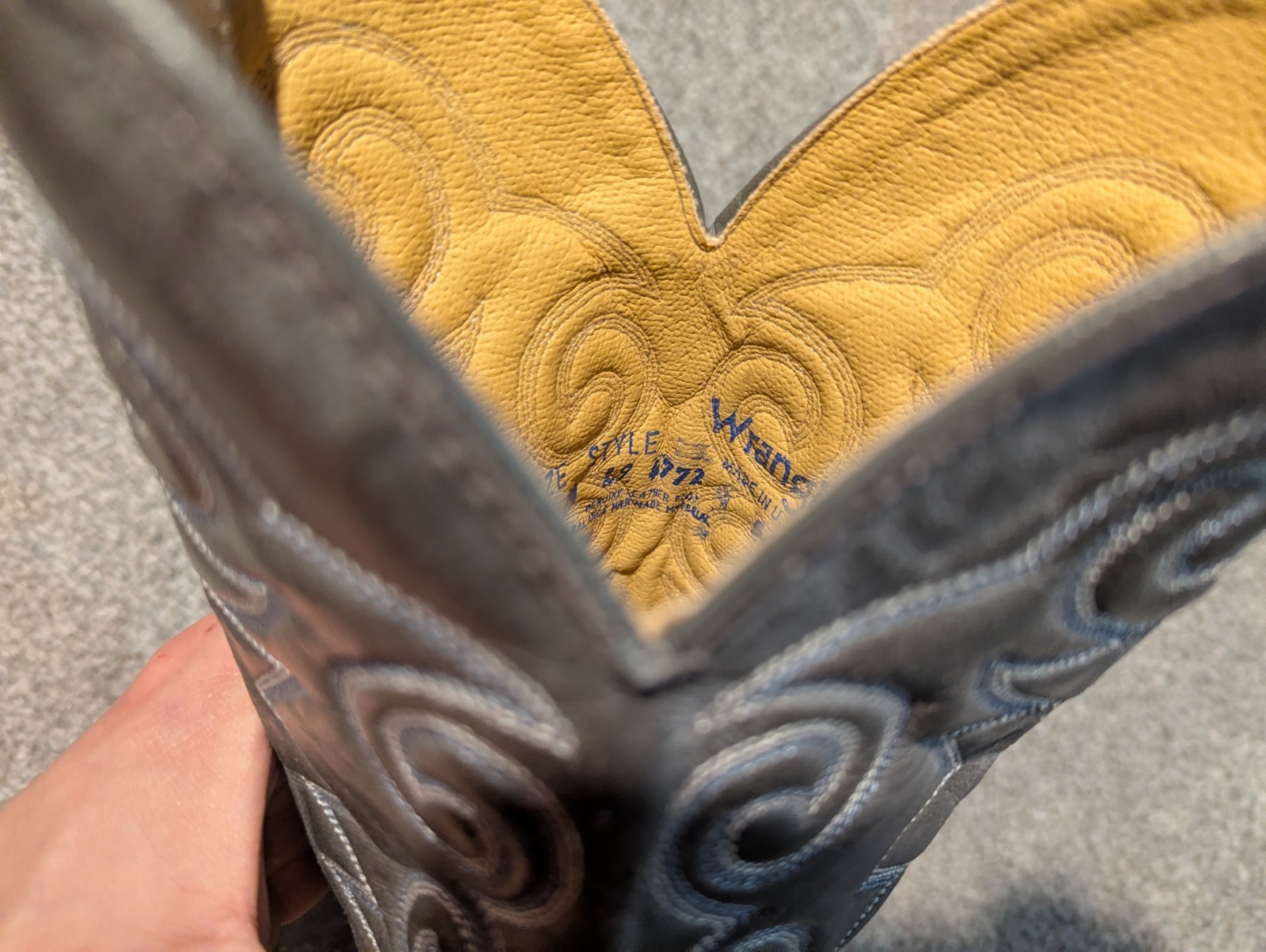 Vintage Wrangler Cowboy Boots Womens 7 M Gray Western Cowgirl 4772 USA Made