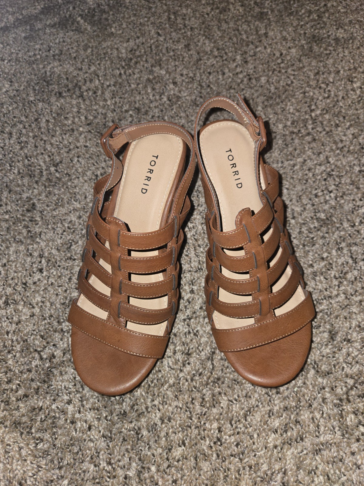 Torrid Brown Strappy Covered Platform Wedge Heel Shoe Size 10W/ NWOB