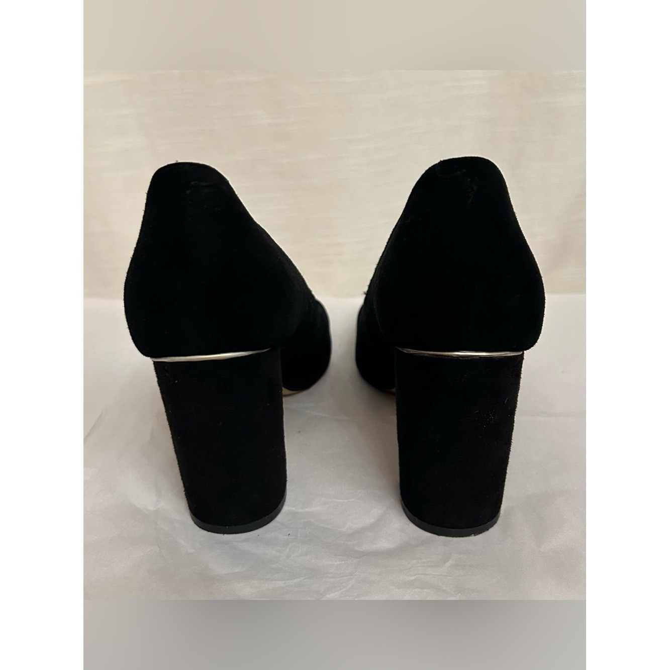 Marc Fisher Pointed Toe Classic Preppy Black Suede Block Heel Pumps