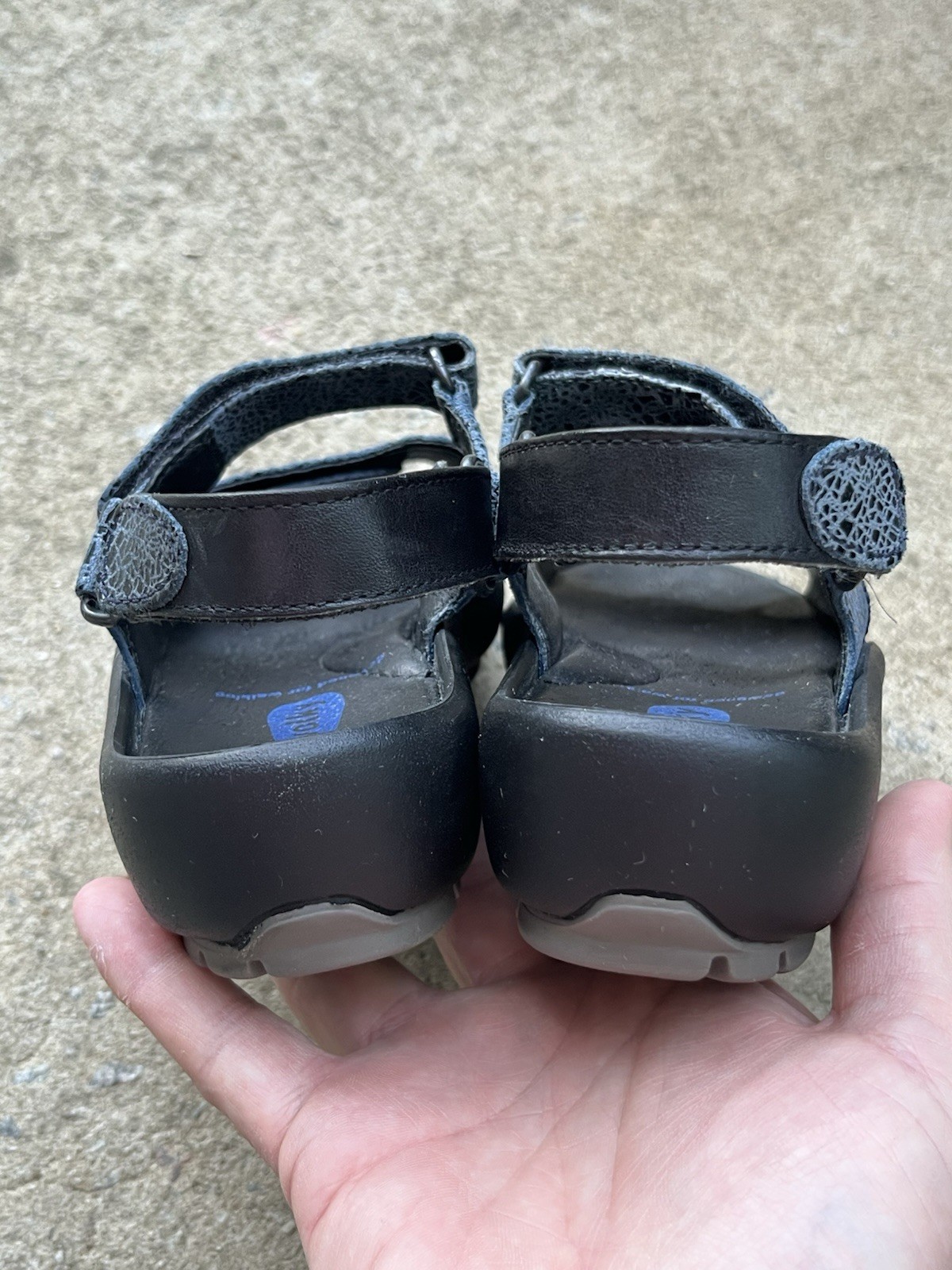 Wolky Rio Denim Blue Cracked Leather comfort low slingback wedge sandals 6 / 37