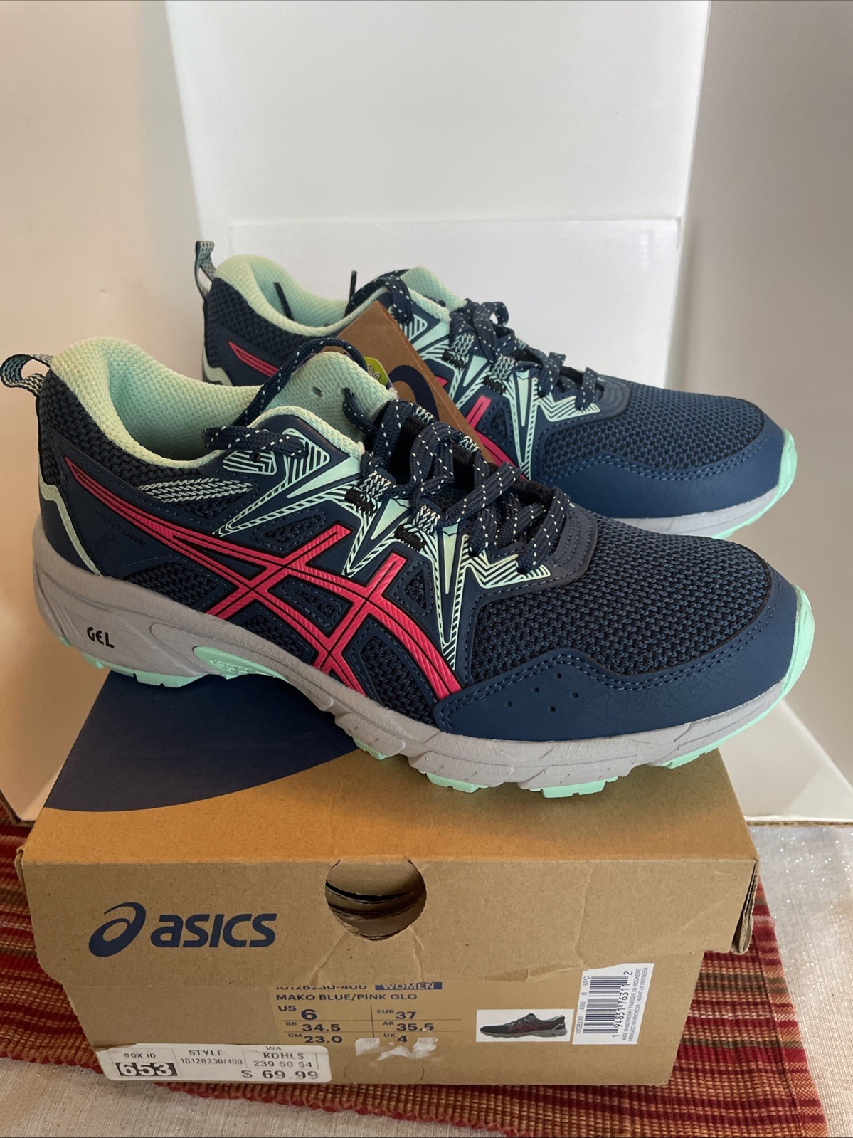 Asics Shoes Womens 6 Blue Pink Gel Venture 8 Trail Running Sneakers
