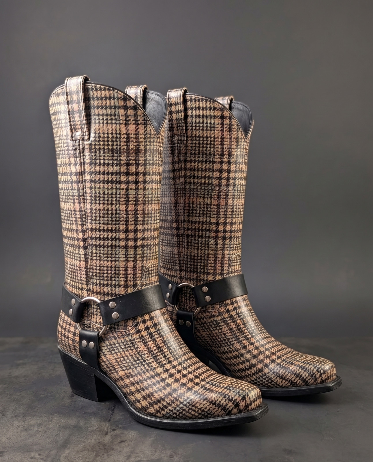 Vintage Western Plaid Rain Boots by Nomad Ladies Size 8 | Cowboy Style Harness