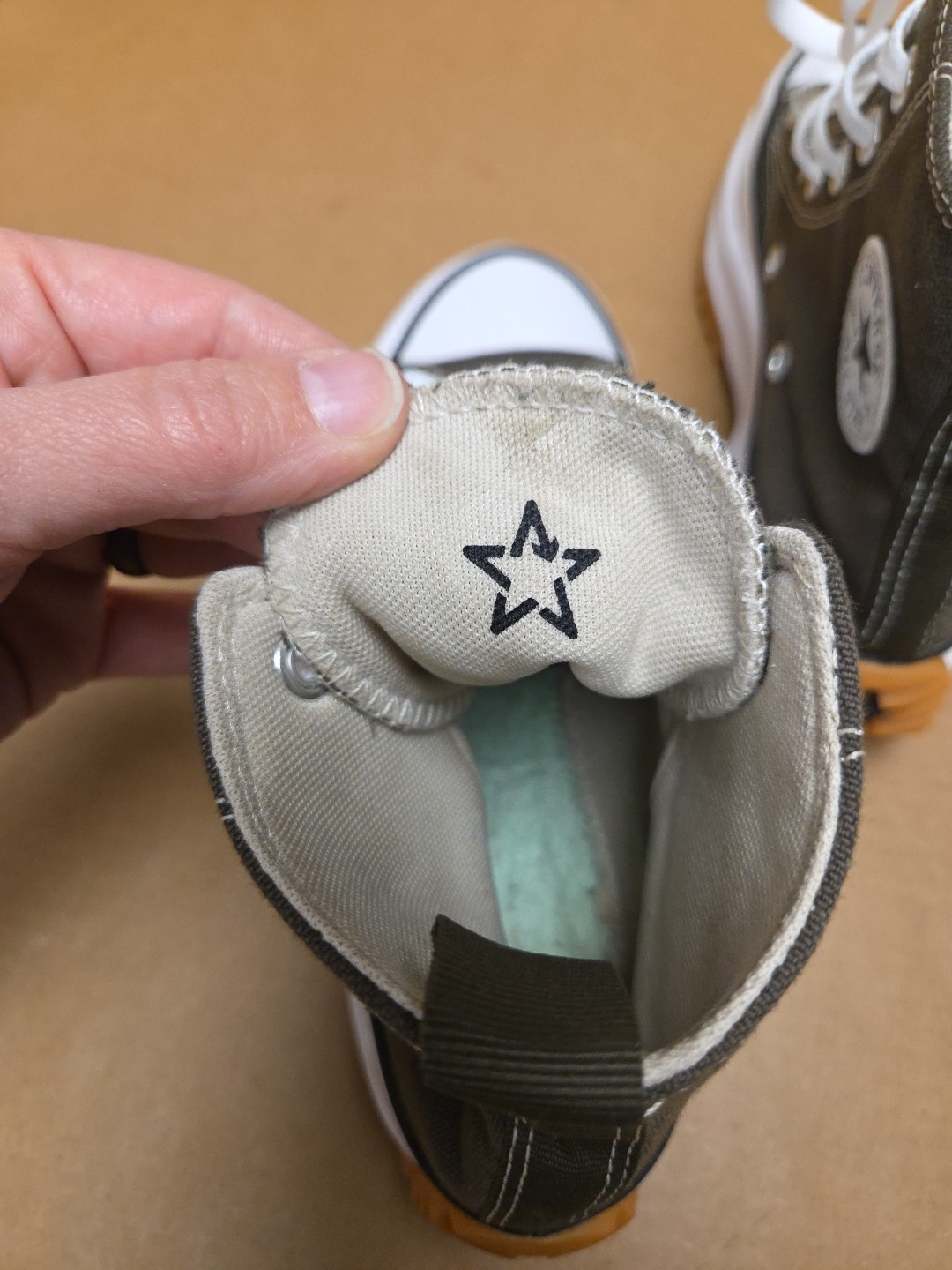Size Women 5 Men 3.5 Converse Run Star Hike High Cargo Green Khaki * No Insoles