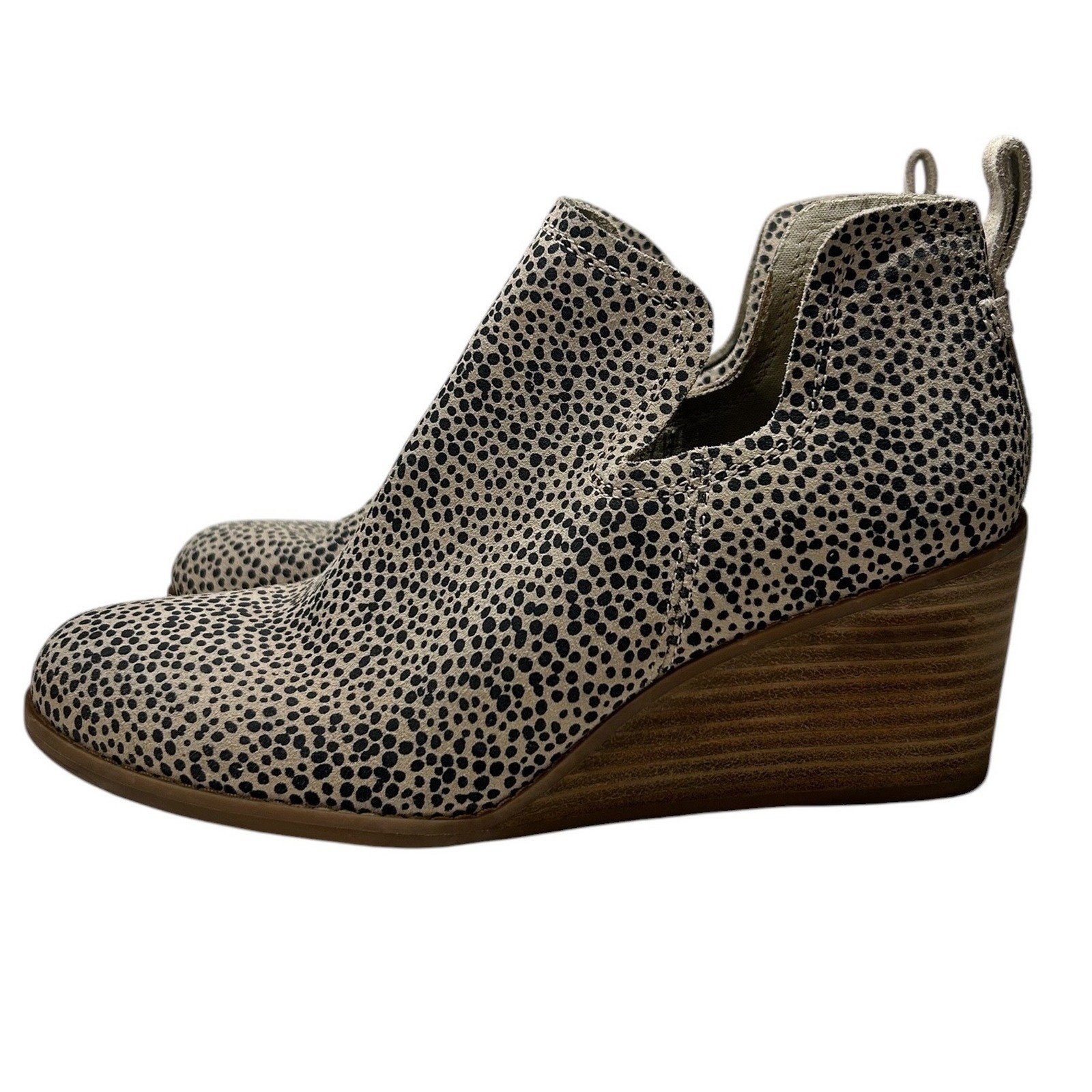 TOMS Kallie Cutout Ankle Wedge Bootie Macadamia Cheetah 10016177
