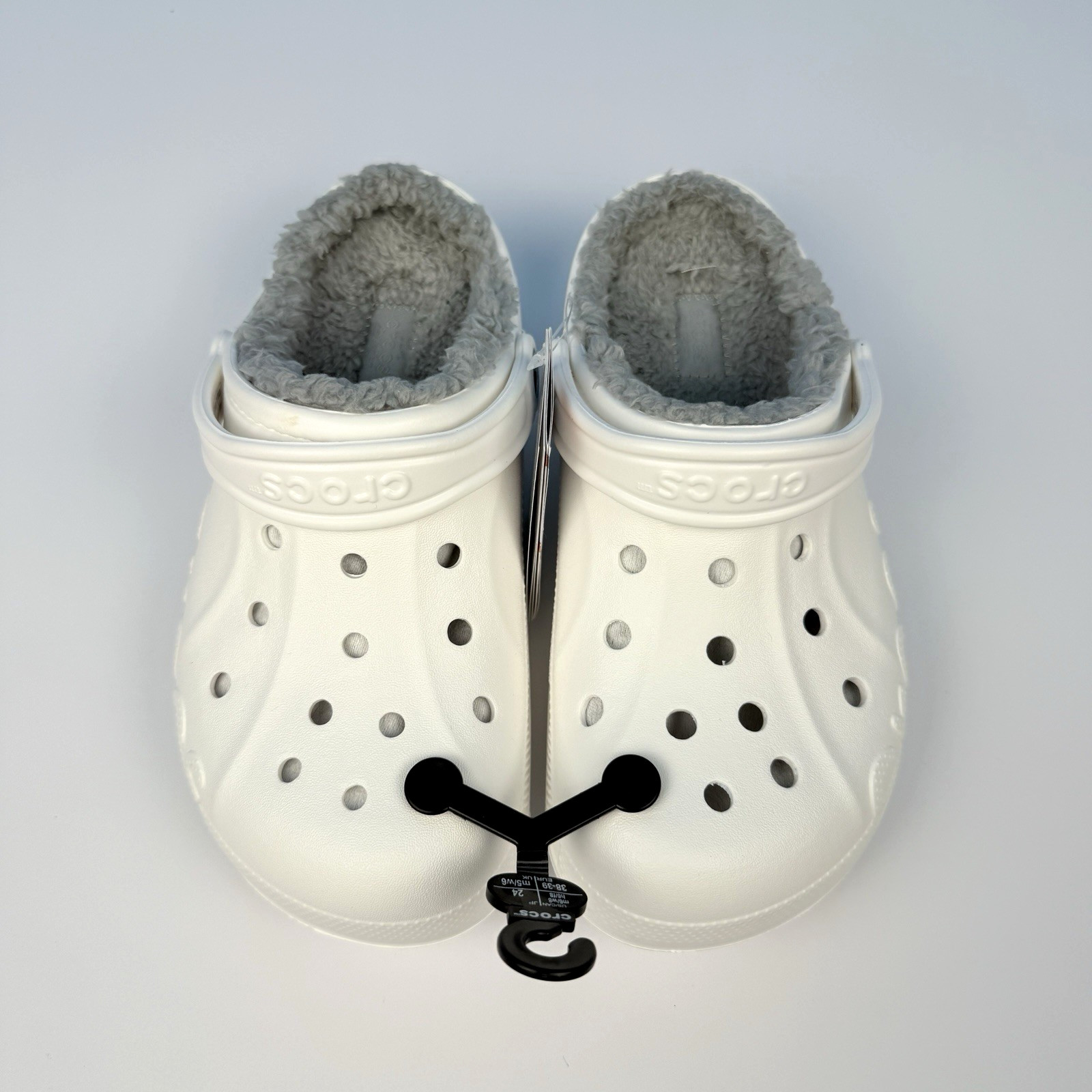 Crocs Unisex White & Light Grey Baya Lined Clog US Women 8 / Men 6 NWT