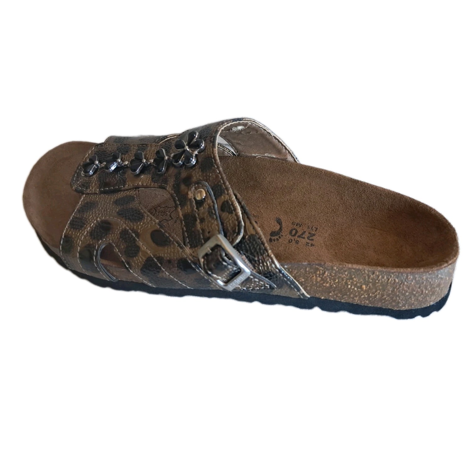 Bertula By Birkenstock- Leopard/Animal Print w/ Gem Accent – New w/Defect SZ 11