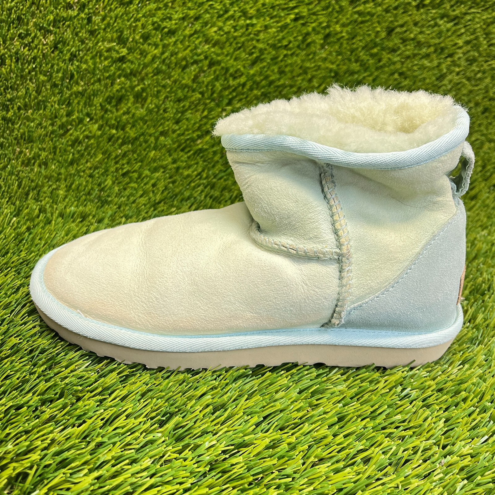 UGG Classic Mini II Womens Size 6 Green Blue Winter Fur Outdoor Slip On Boots