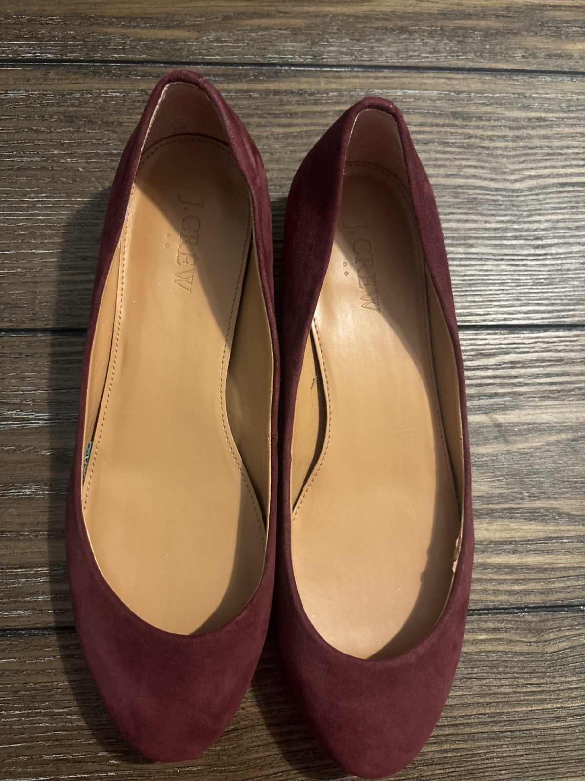 J. Crew Women’s Dark Red Wine Maroon Burgundy Suede Shoes 1”heels Size 7.5