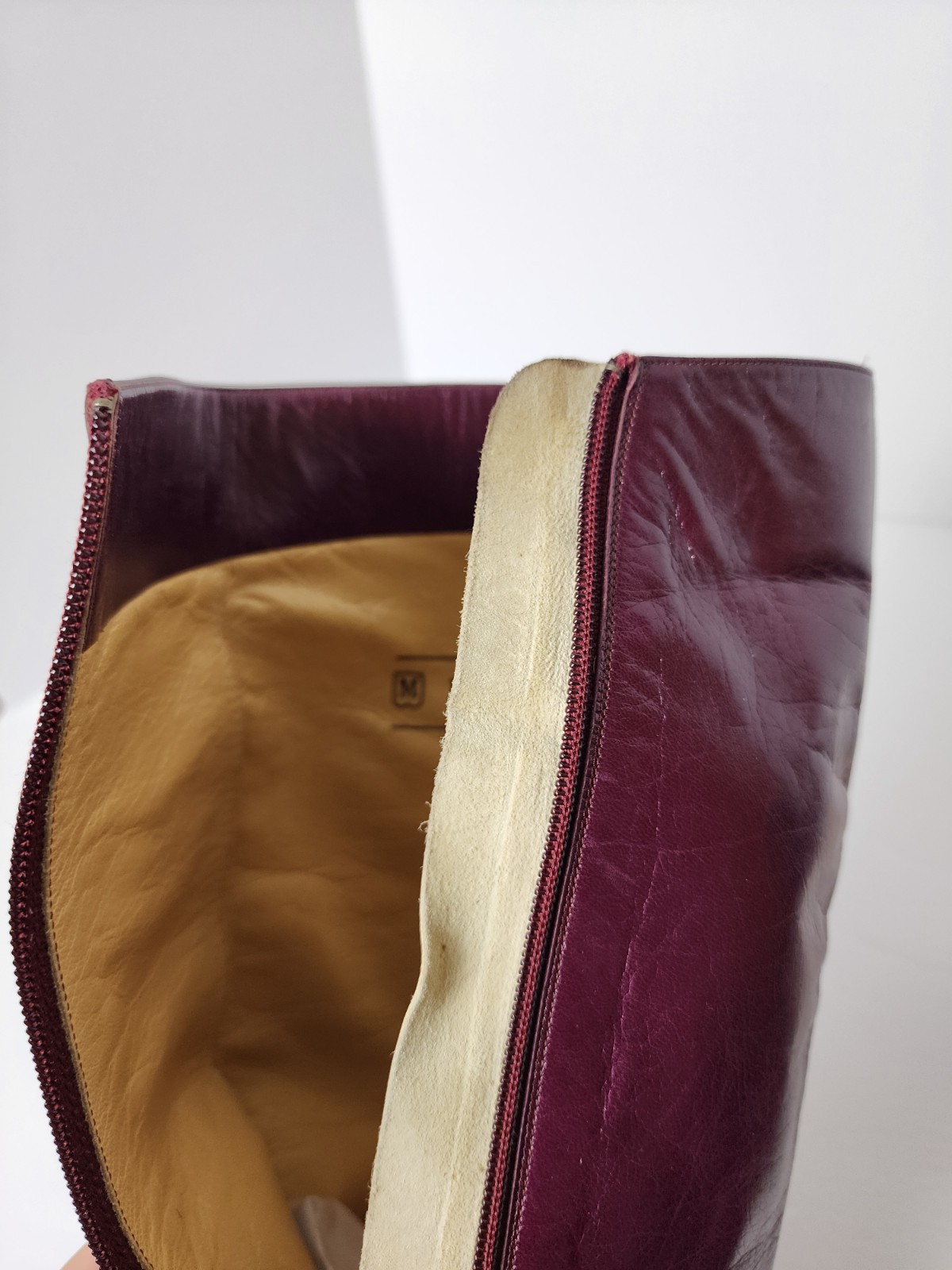 ​Vintage 80’s BRUNO MAGLI Plum Purple Leather Knee High Boots Italy 7.5 AA Slim