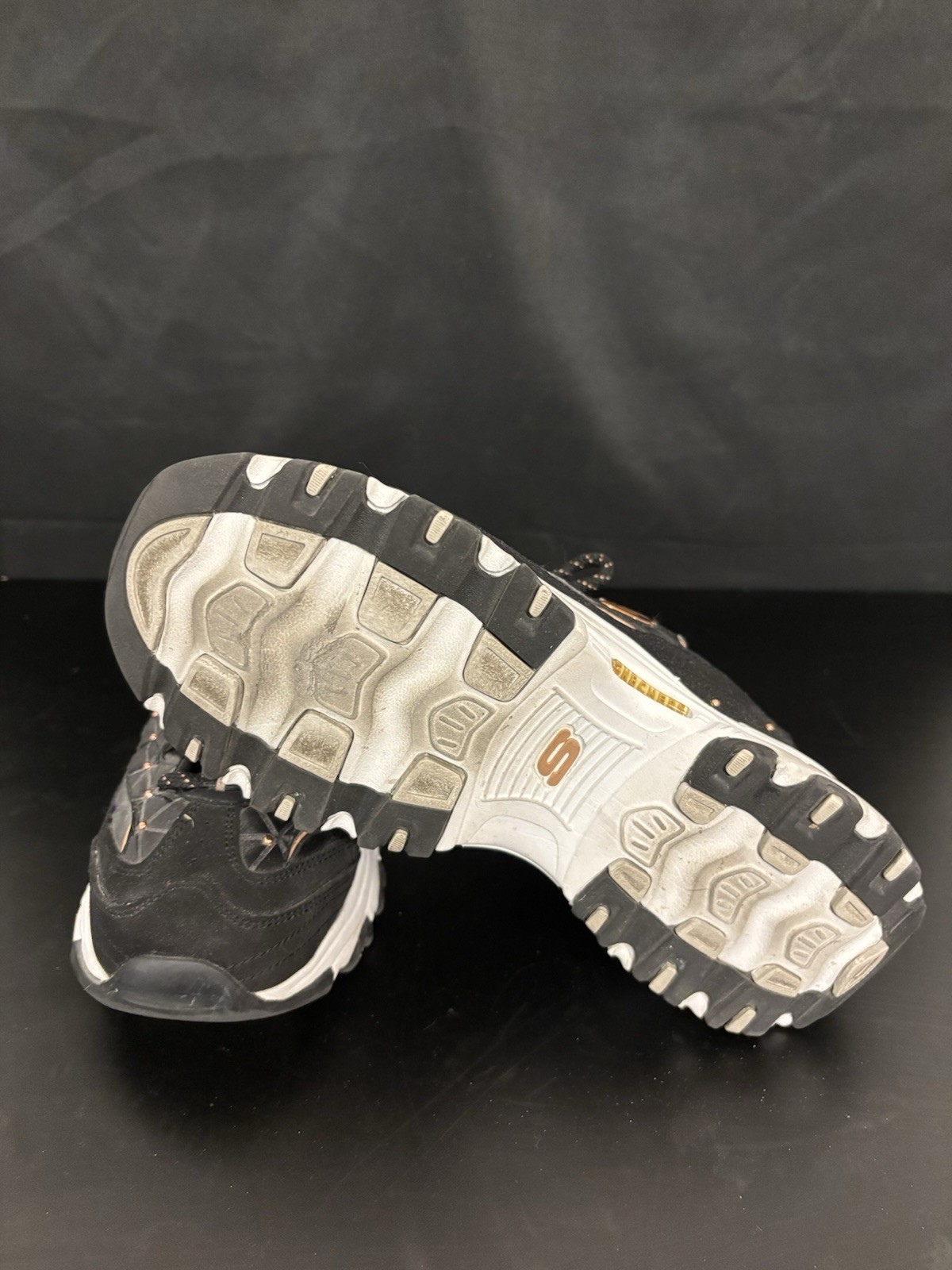 Womens Skechers D’Lites Black Memory Foam Athletic Shoes