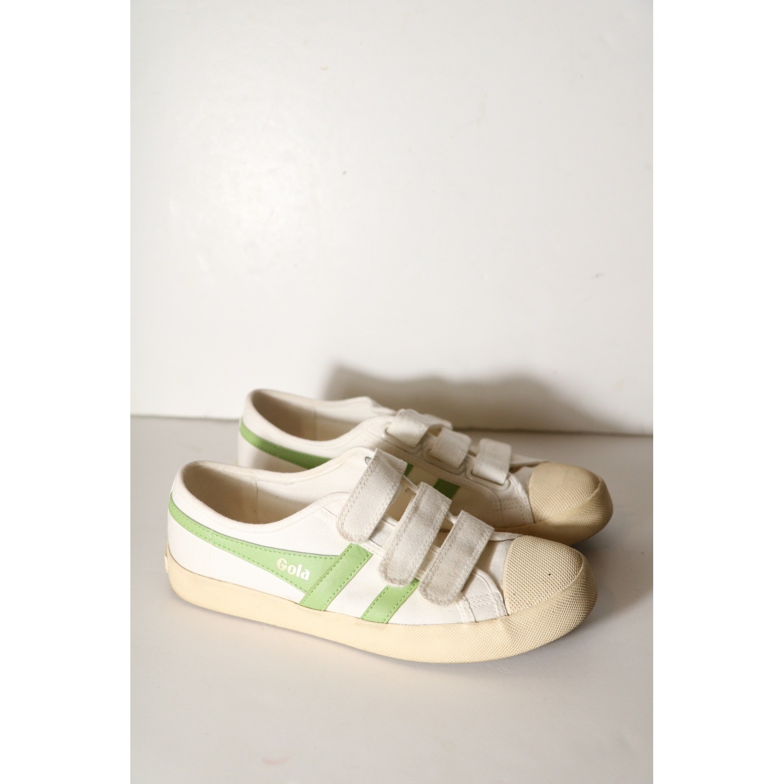 Gola Coaster Strap Sneaker Womens 8.5 Canvas White Green Slip On Boho Casual