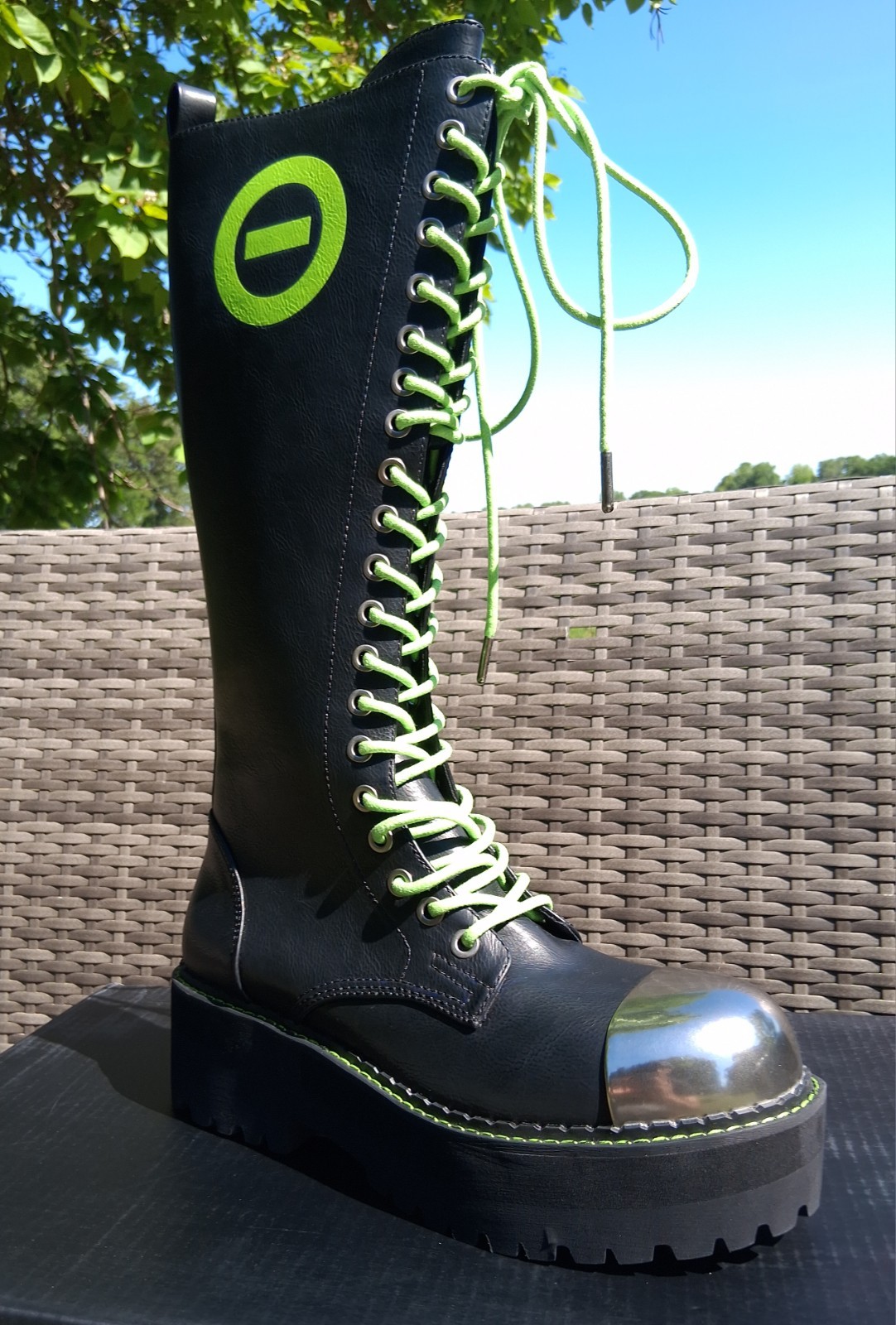 Dolls Kill® x Type O Negative™ Steel Toe Lifted Combat Boots | Size 11
