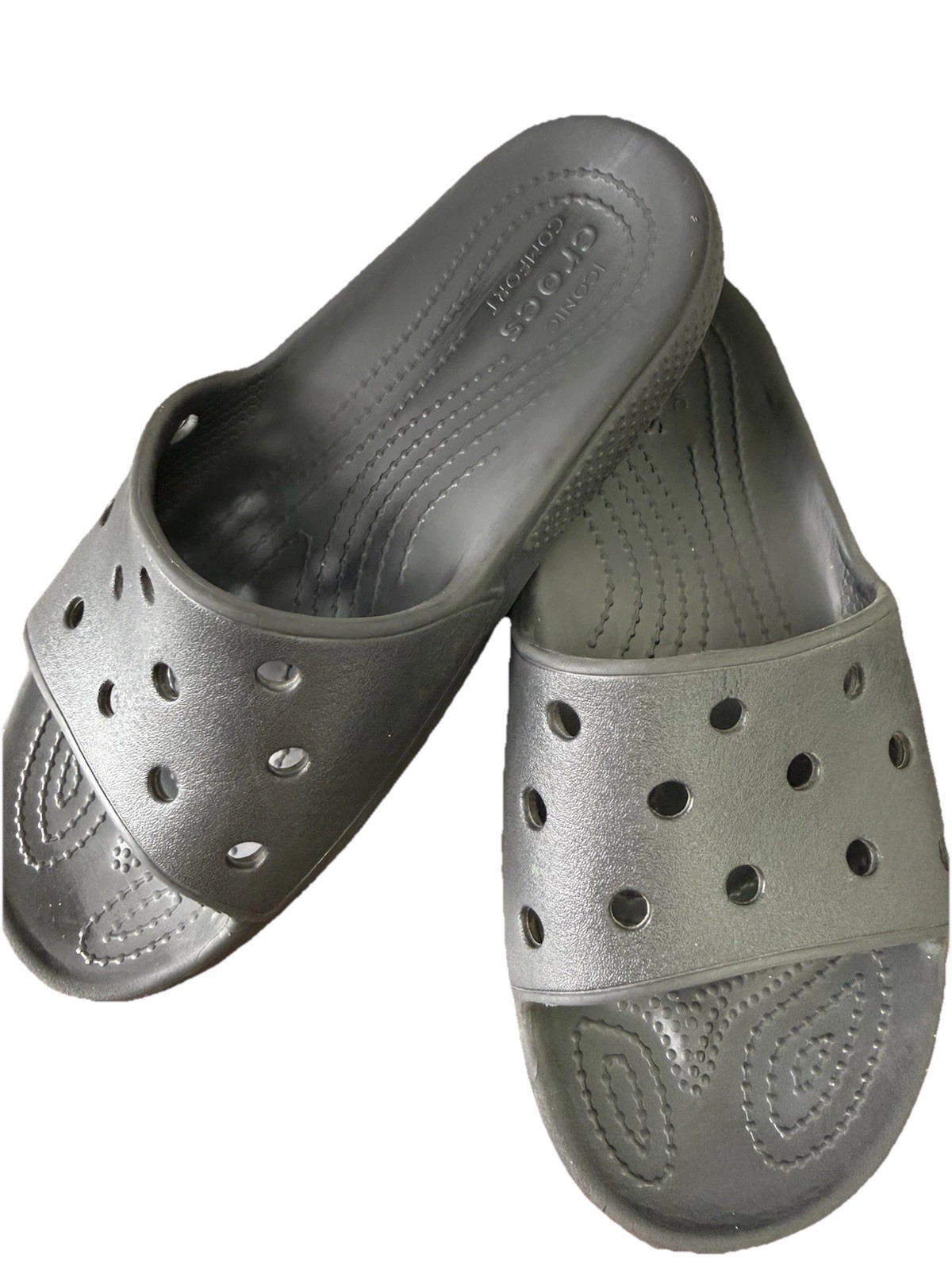 Crocs Iconic Comfort Slides Sandals Unisex Women’s 6 Black Slip On