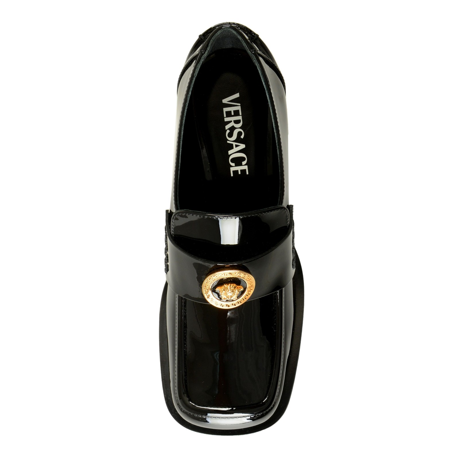 Versace Women’s Gold Medusa Patent Leather Heeled Moccasins Shoes US 6 IT 36