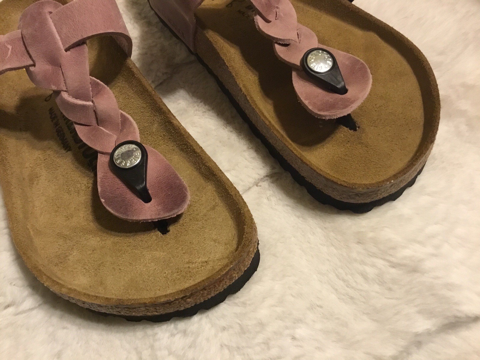 Birkenstock Woman’s Shoes Gizeh Braid Oiled Leather Sandals Lavender SZ5 US NEW