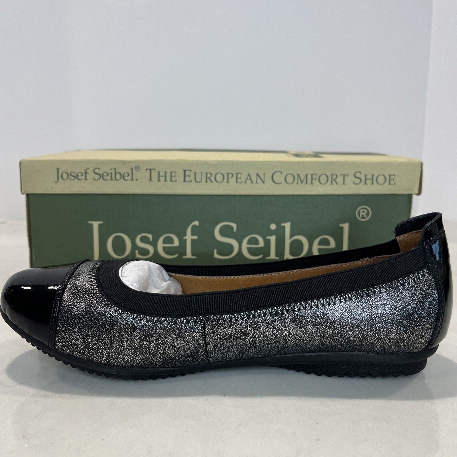Josef Seibel Pippa Metallic Silver Cap Toe Comfort Ballet Flats EU 36 US 5.5 NEW