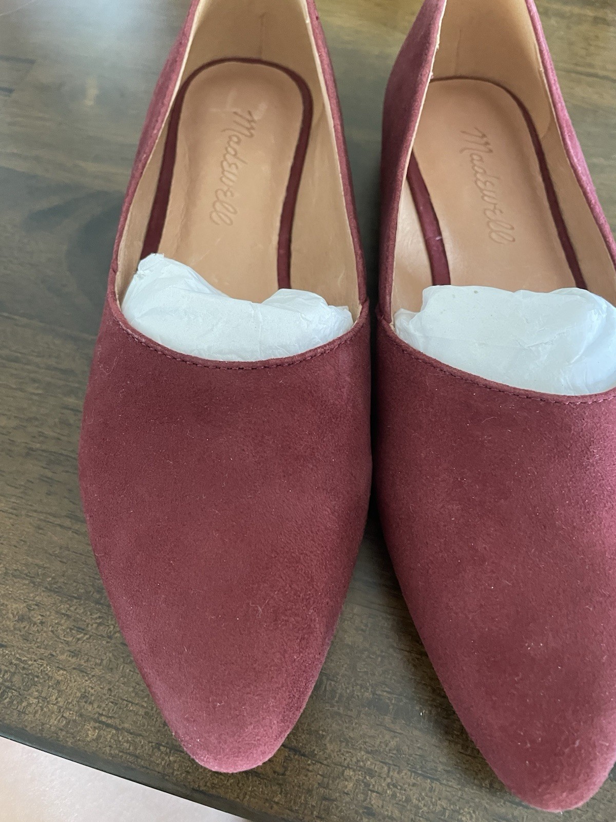 Madewell The Lizbeth Pointy Flats Women 5 Shoes Suede Leather Burgundy Slip On