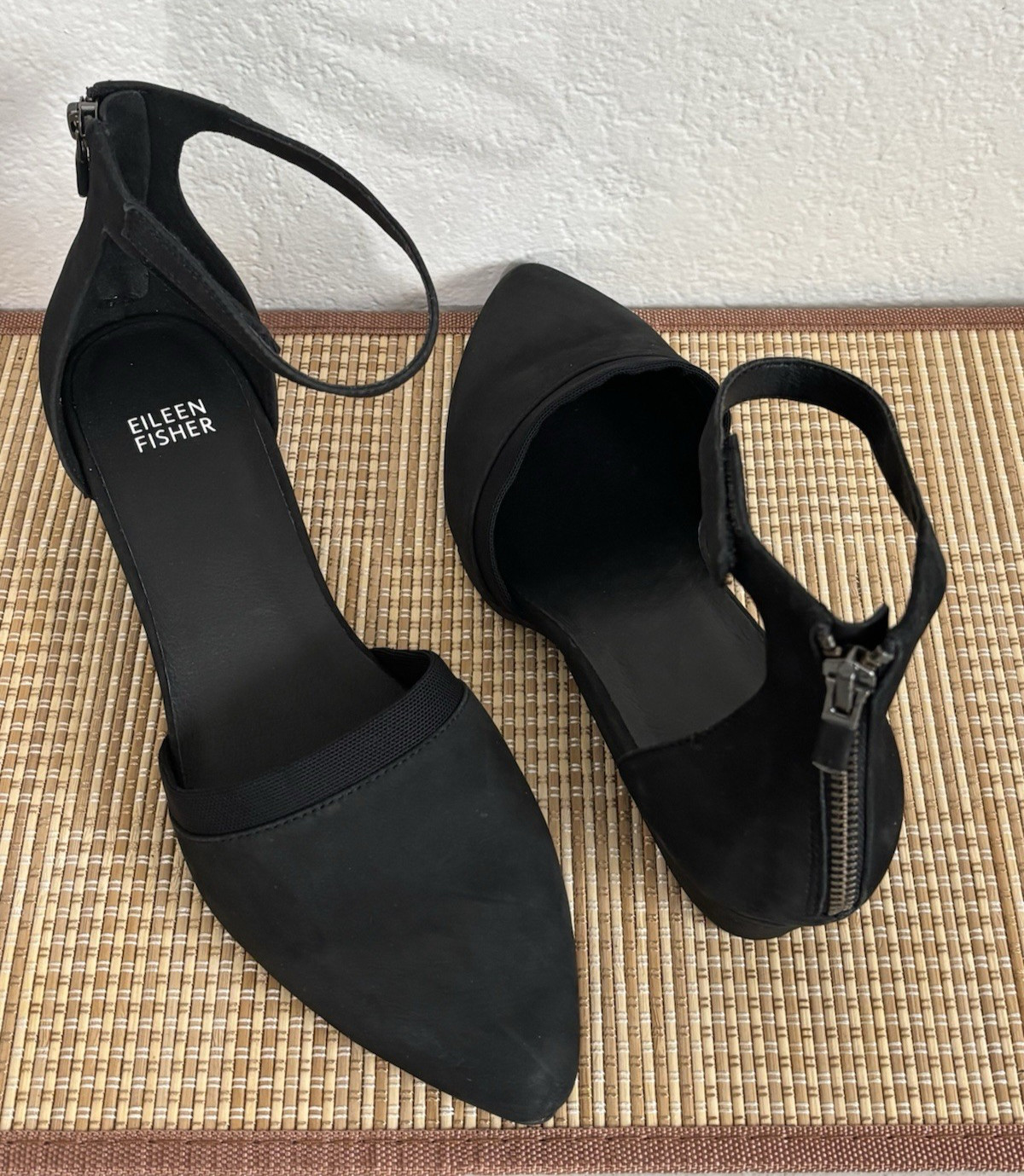 EILEEN FISHER Ankle Strap Pointed Toe Pumps Size: 10