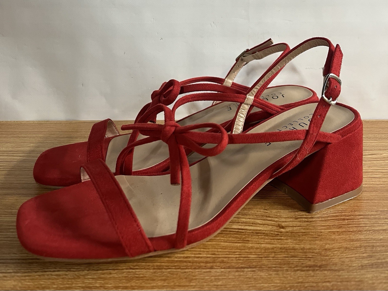 Journee Collection Women’s Amity Sling Back Strap Block Sandals Red Size 8.5 EUC