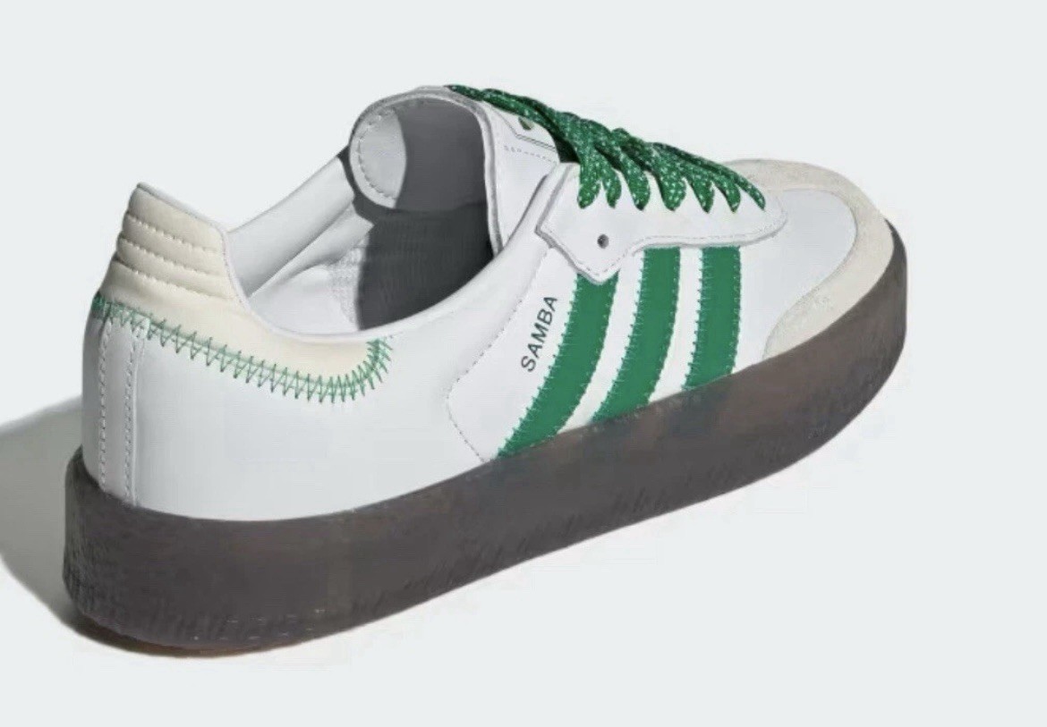 adidas SAMBAE W Sneakers Size 5.5 Womens Cloud White/Green/Off White IE9105 NEW