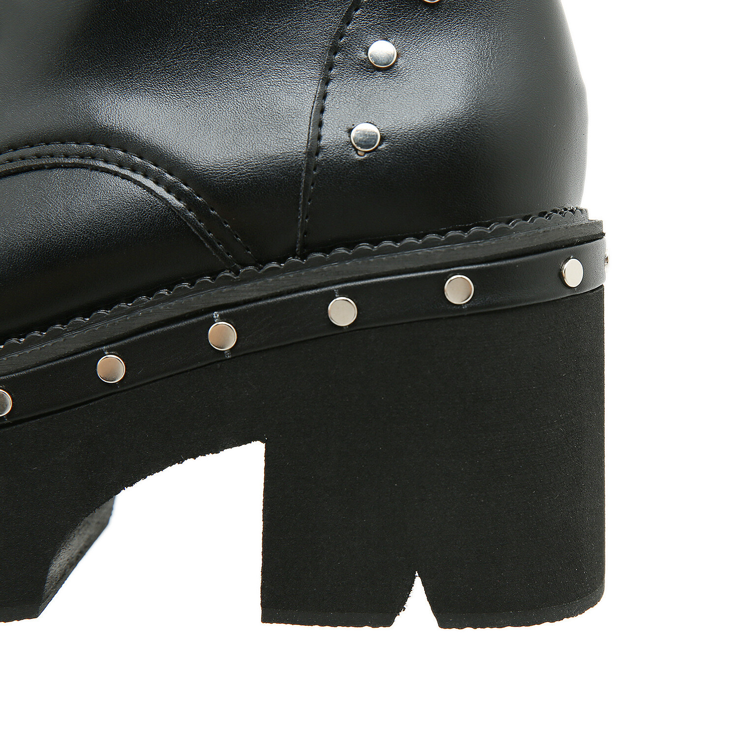 Men’s Studded Rivet Platform Motorcycle Ankle Boots Punk High Heel Leather Shoes