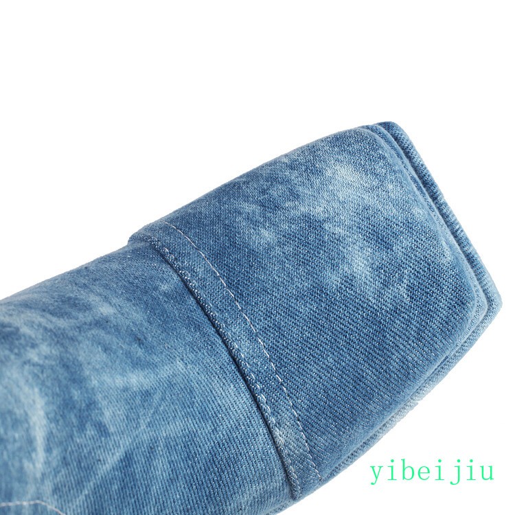 Women’s Lady Gothic Knee High Denim Jeans Boots Platform Shoes Zipper Clubwear 8
