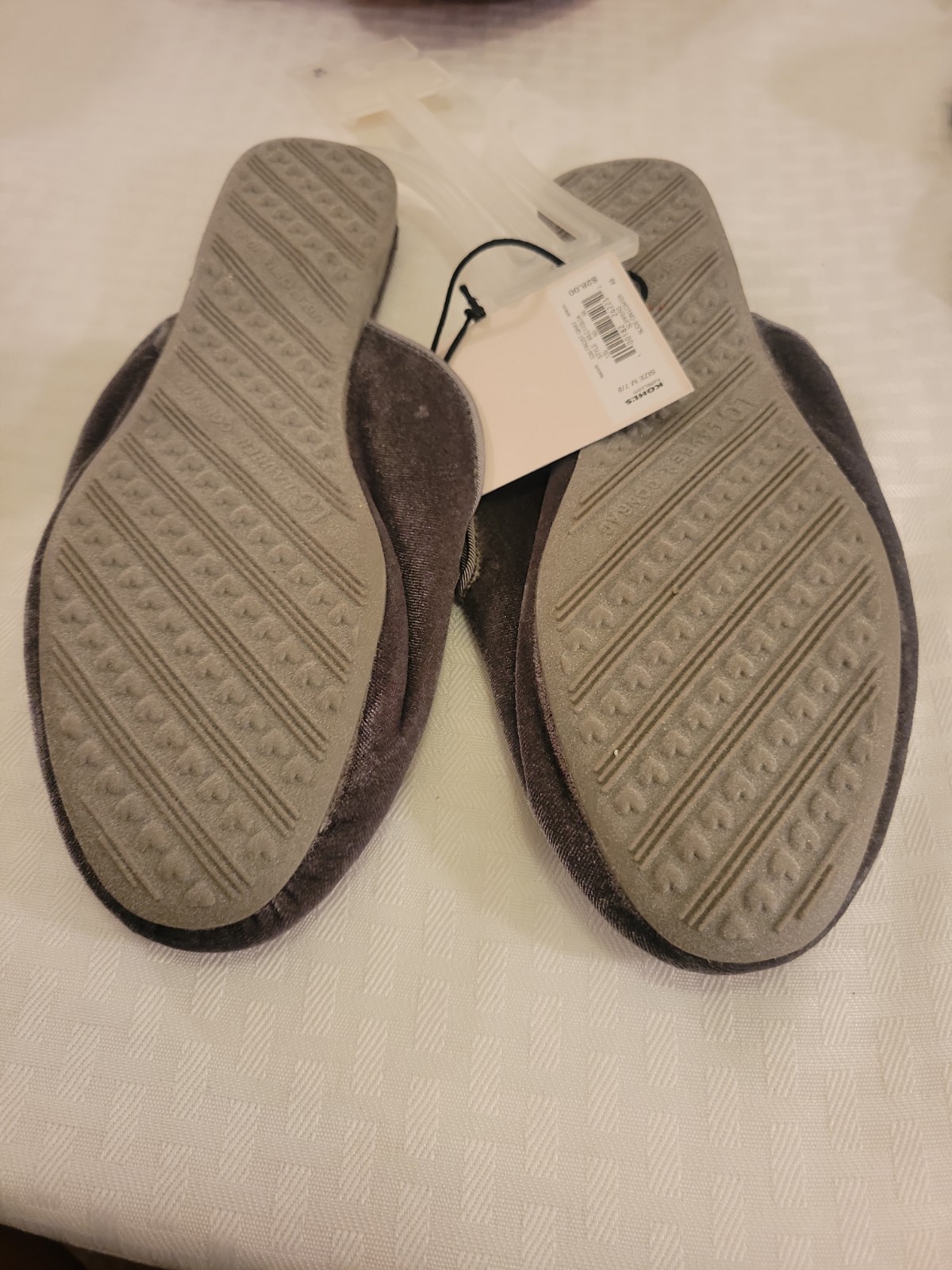 LC LAUREN CONRAD Slip On Slide SLIPPERS Women’s Velvet Gray Size M 7/8 Color New