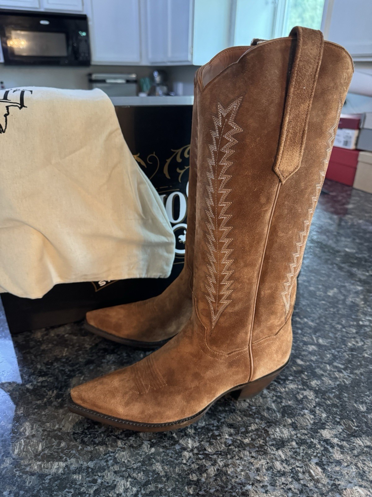 KEMO SABE GRIT COGNAC FOX SUEDE JENNY$1295 NWB Sz 9.5 Ladies Cowboy Boots