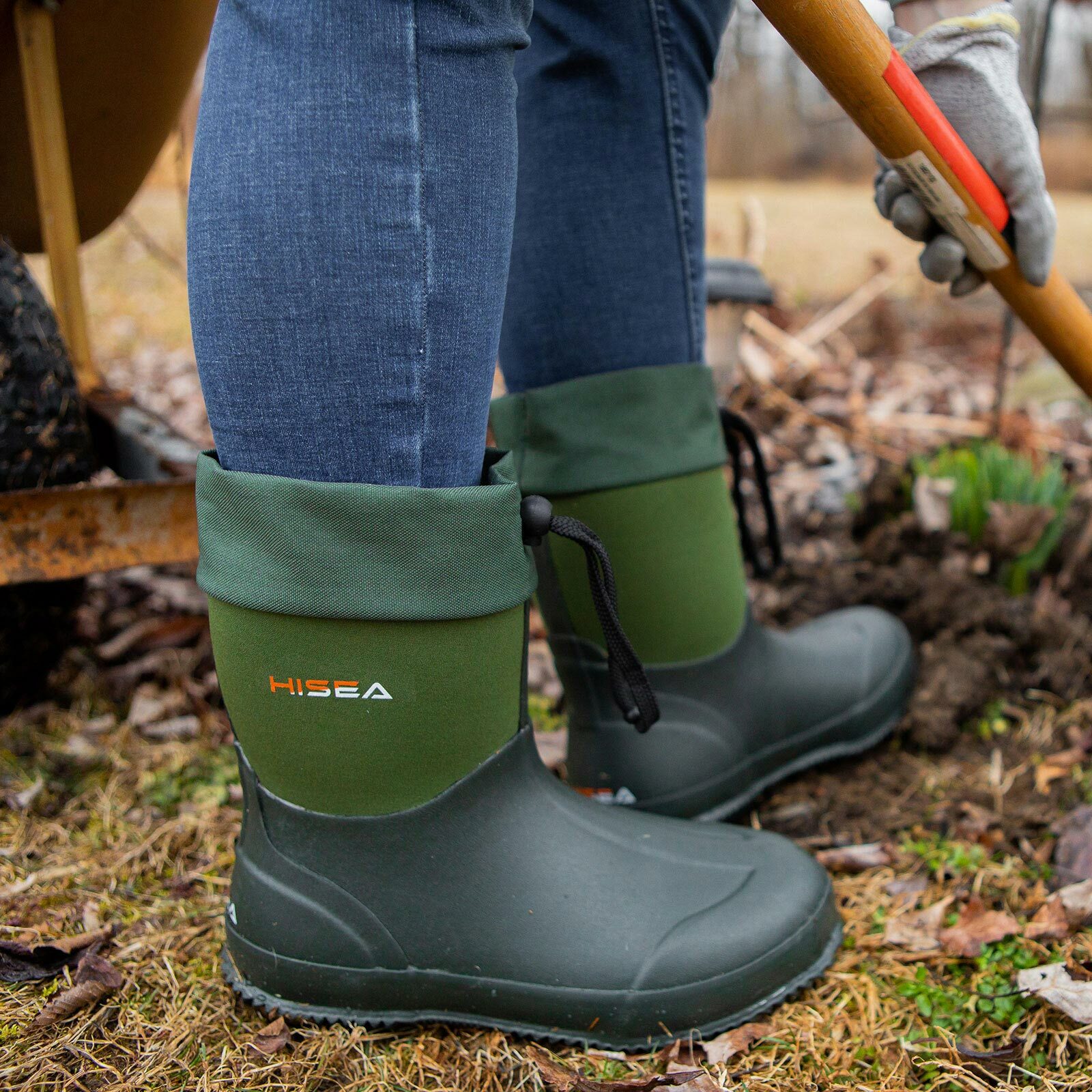 HISEA Women Garden Boots Ankle Neoprene Rubber Muck Mud Chore Working Rain Boots