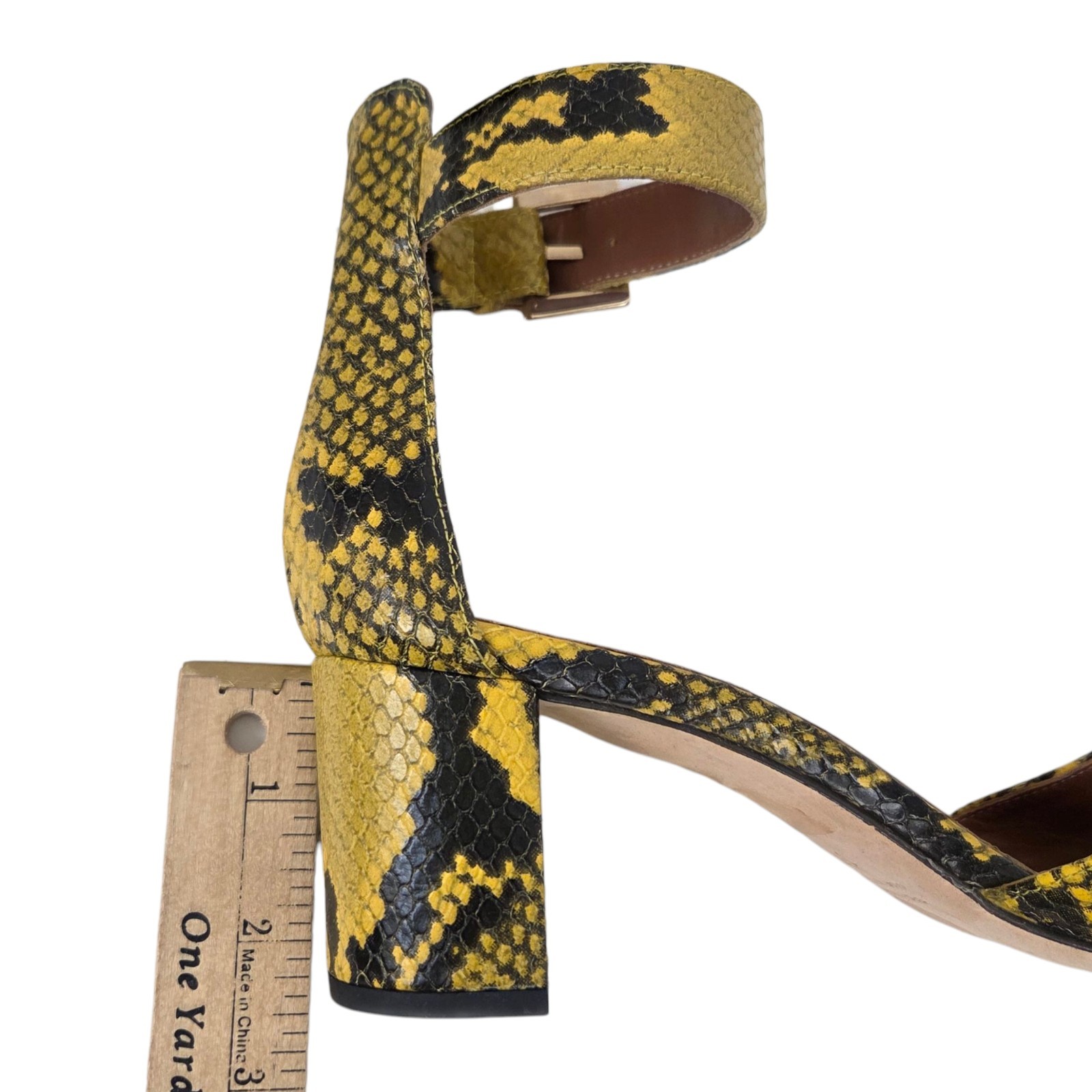 Paris Texas Snakeskin Leather Heels Sandals Open Toe Womens 37 Yellow Designer