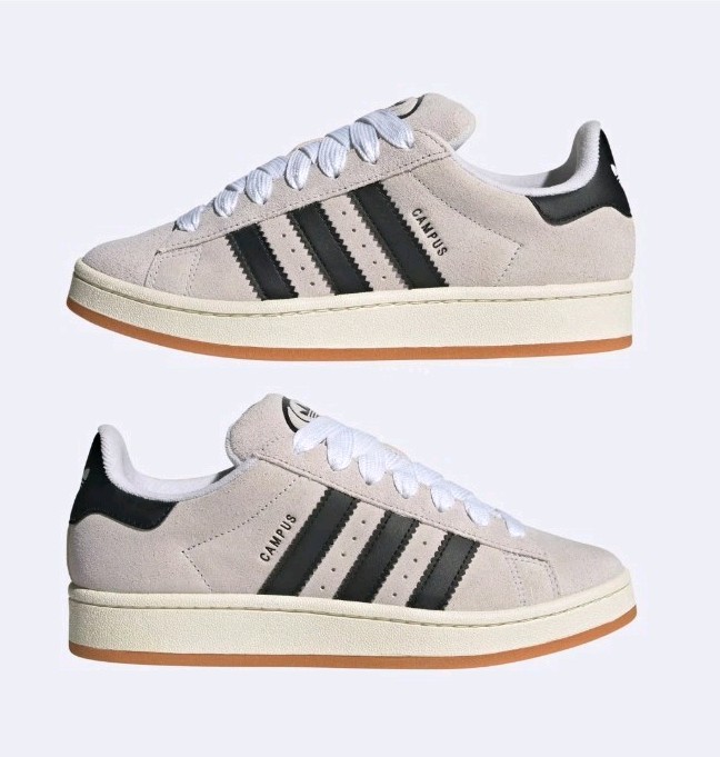 adidas Campus 00s Low Top Sneakers Crystal White/Core Black Suede Lace Up GY0042