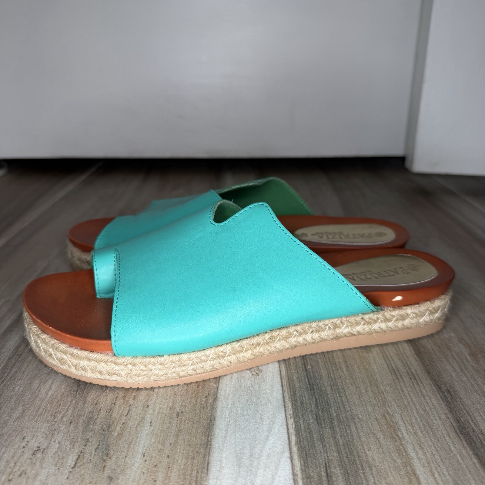 Patrizia by Spring Step Toe Loop Slide Sandals Teal Brown Women Sz US 9 / EU 40