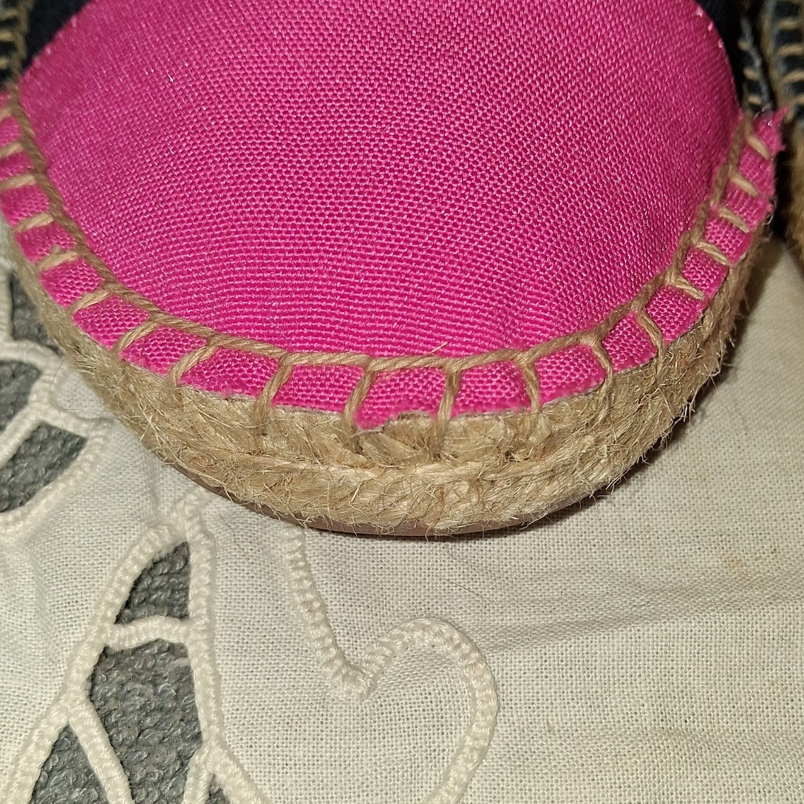 J. Crew Blue Pink Canvas Slip On Espadrilles Jute Sole Shoes Women’s Size 8.5