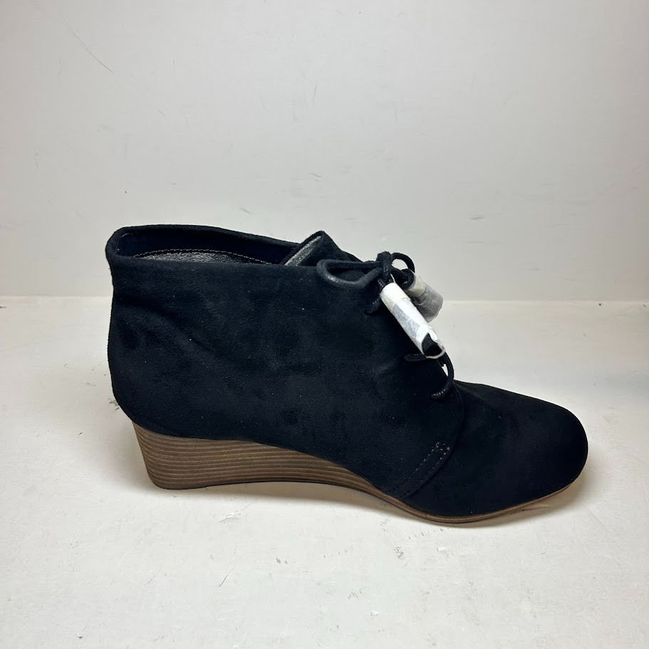 Dr Scholls Womens 8.5 M Black Dakota Lace Up Wedge Ankle Booties NIB GZ5