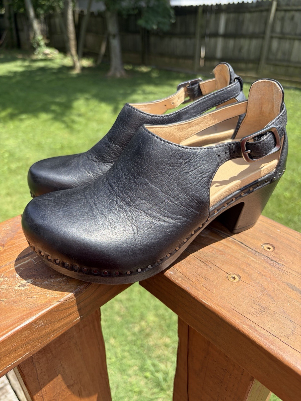 Dansko Sassy EU 36 US 6.5 Leather Black Milled Burnished 1831029400 Womens EUC