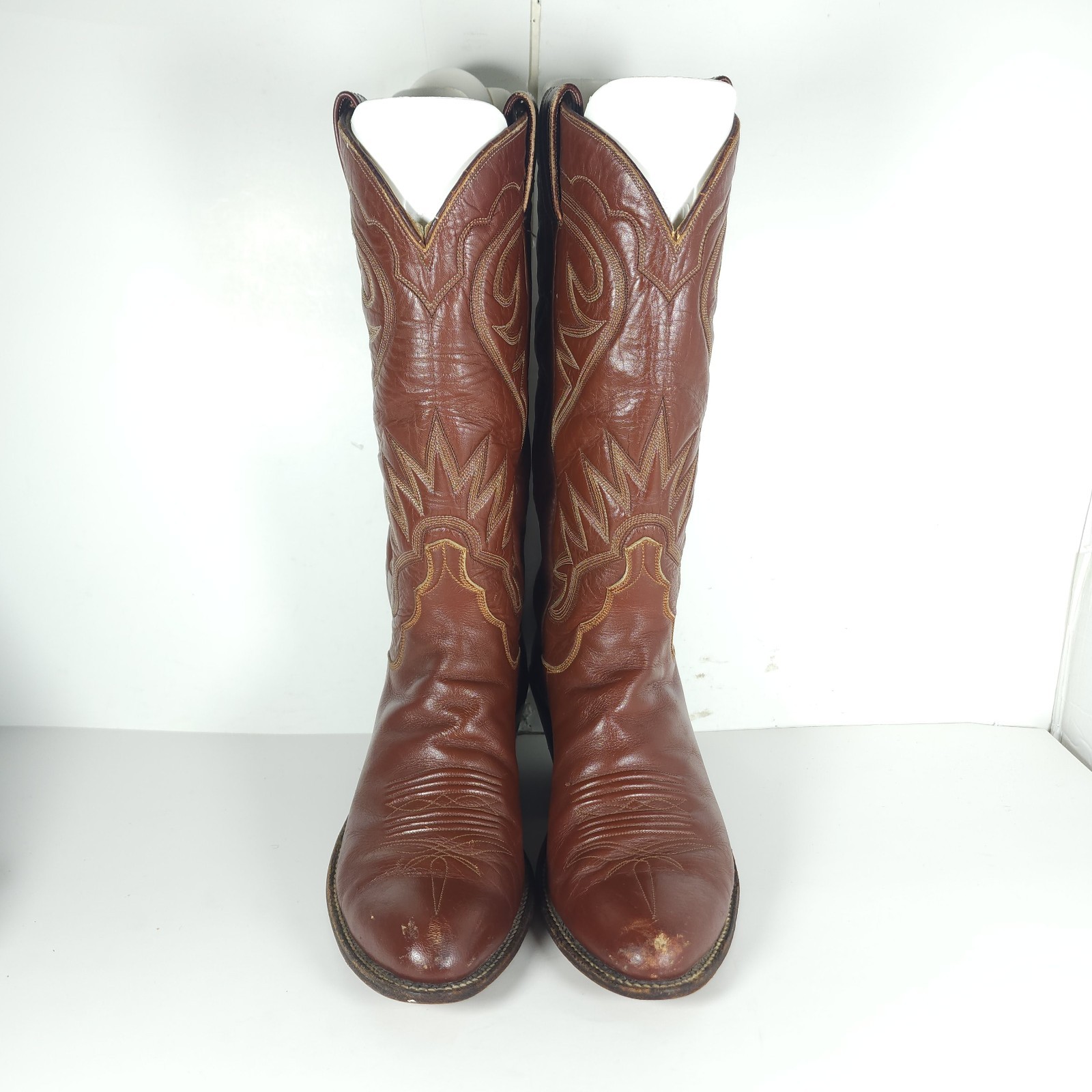 M.L.Leddy San Angelo Vtg Women’s US 8,5? Brown Leather Handmade Western Boots