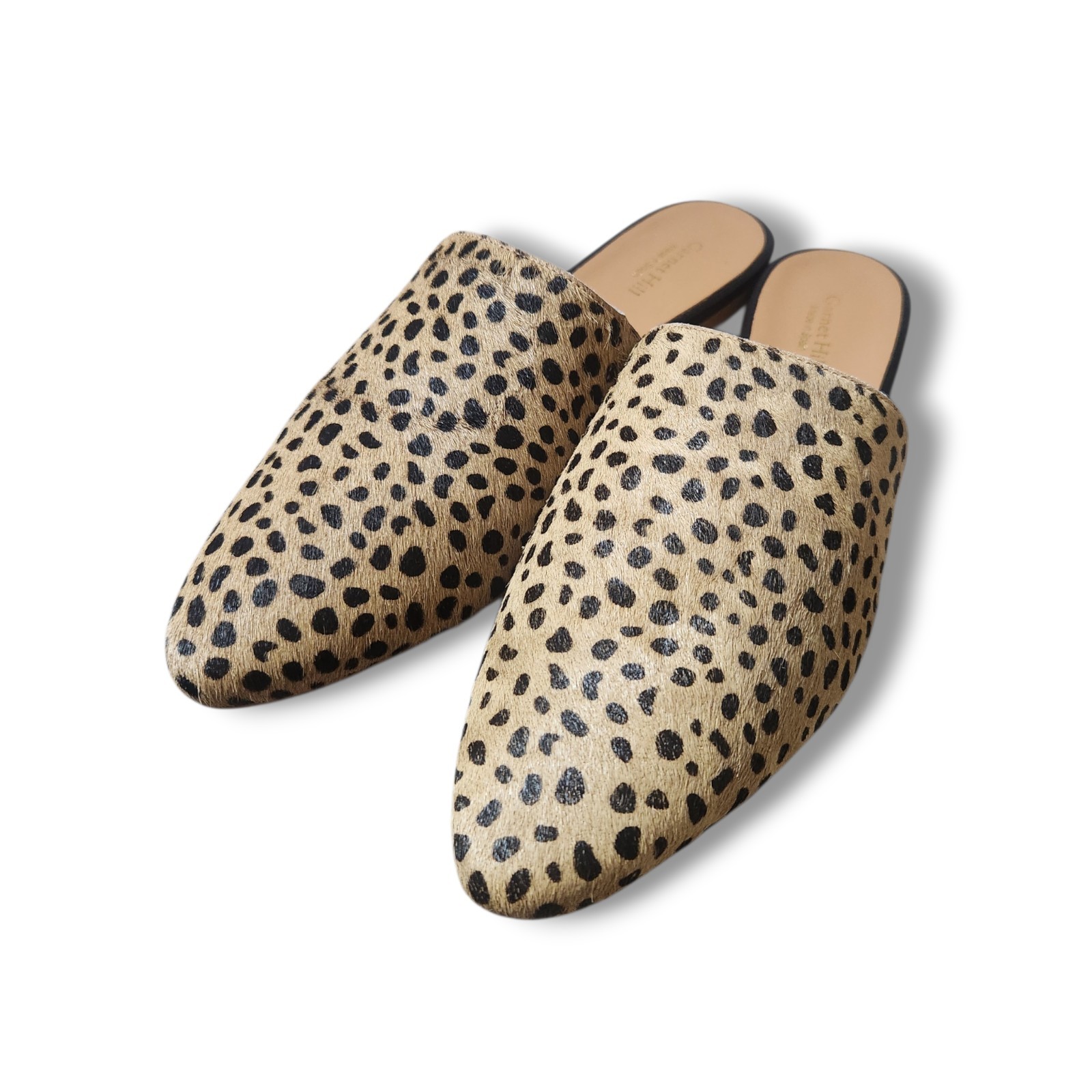 NEW Garnet Hill Essential Iris Leopard Pony Hair Mules Shoes EU 38 US 7.5 – 8