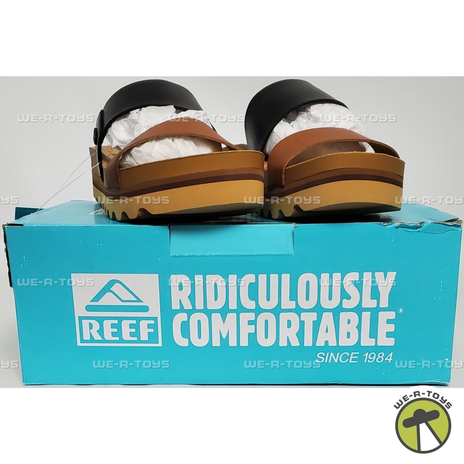 Reef Women’s Cushion Vista Hi Platform Fashion Sandal Black Tan Duo Size 9M