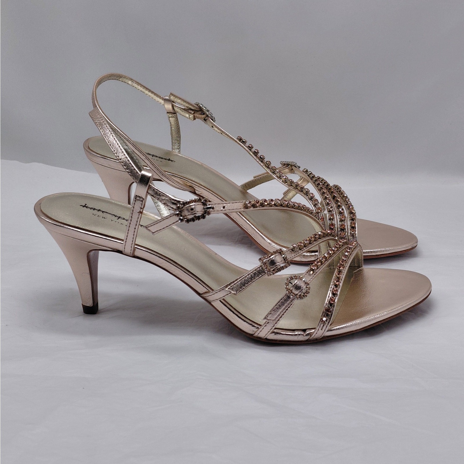 Kate Spade Heels Sandals Size 10 Rose Gold Rhinestone Evening Wedding Party