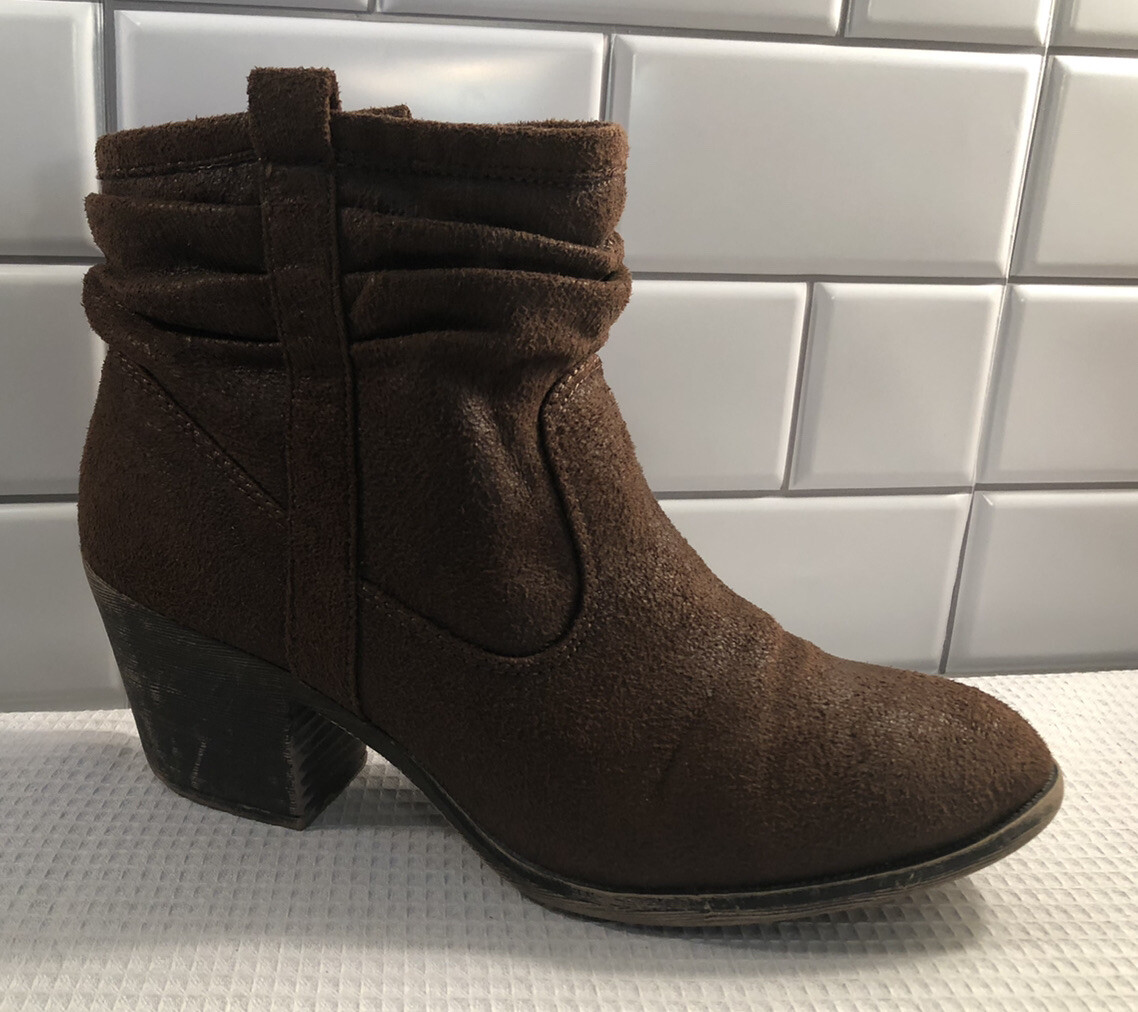 K9 by Rocketdog Wmn sz 9.5M Brown Faux Suede Textile Pull On Ankle Boots Booties