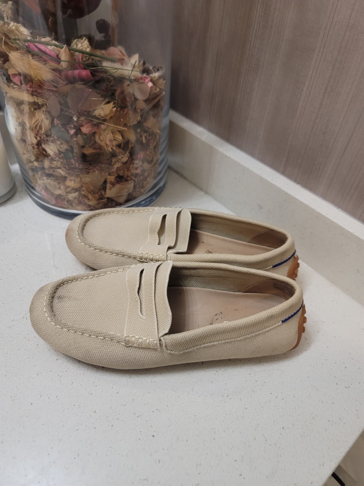 Rothy’s (Sz 8) The Daily Driver Loafers Shoes Womens Beige Poly Knit Slip On