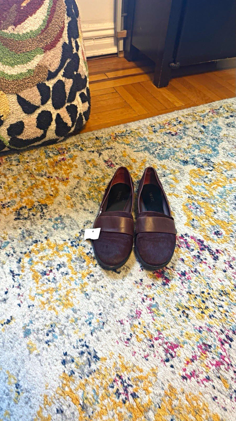 Vince Burgundy Calf Hair Slip-On Loafer Flats Closed Toe Strap Women’s 8