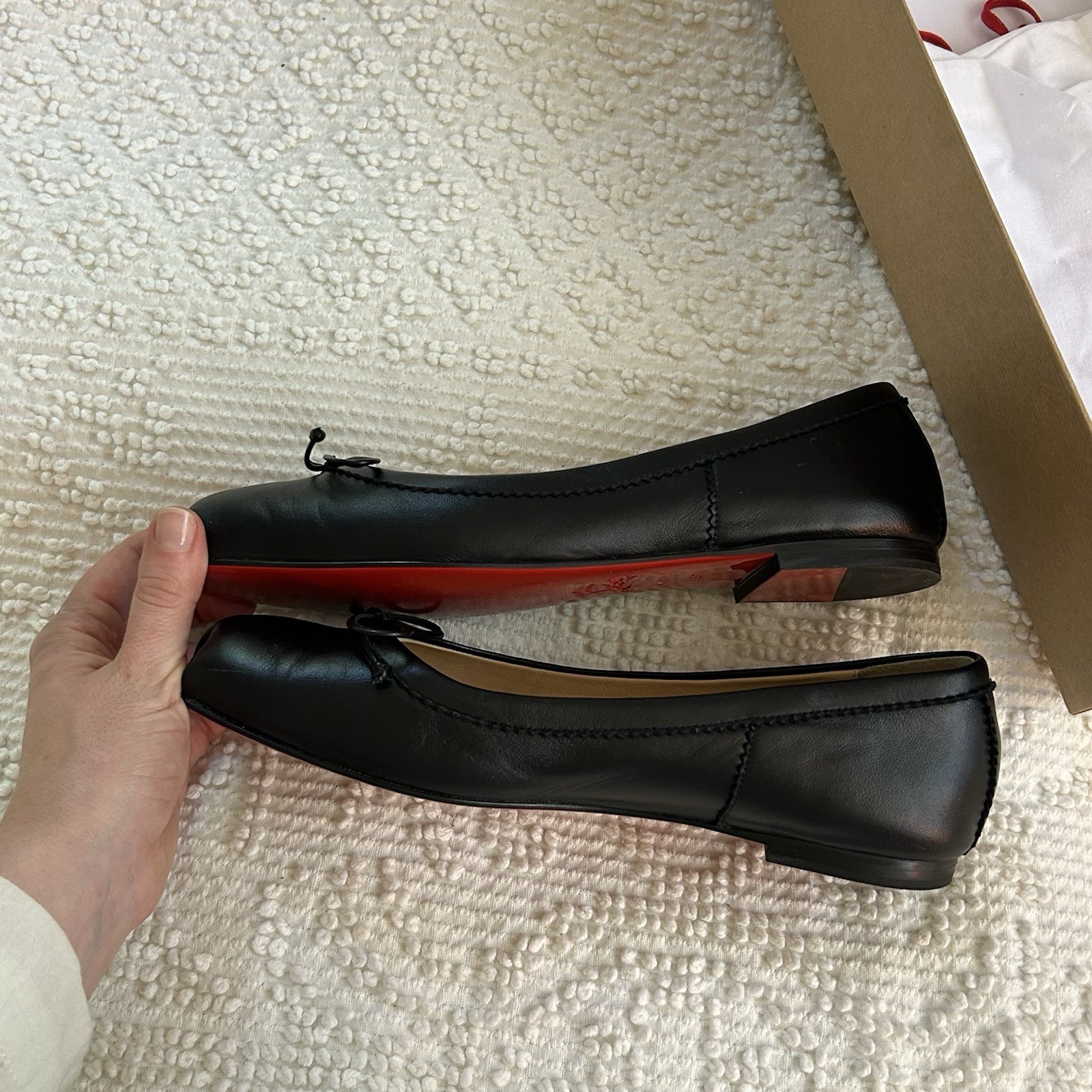 Christian Louboutin Mamadrague Ballet Flats Black Napa Leather 37.5