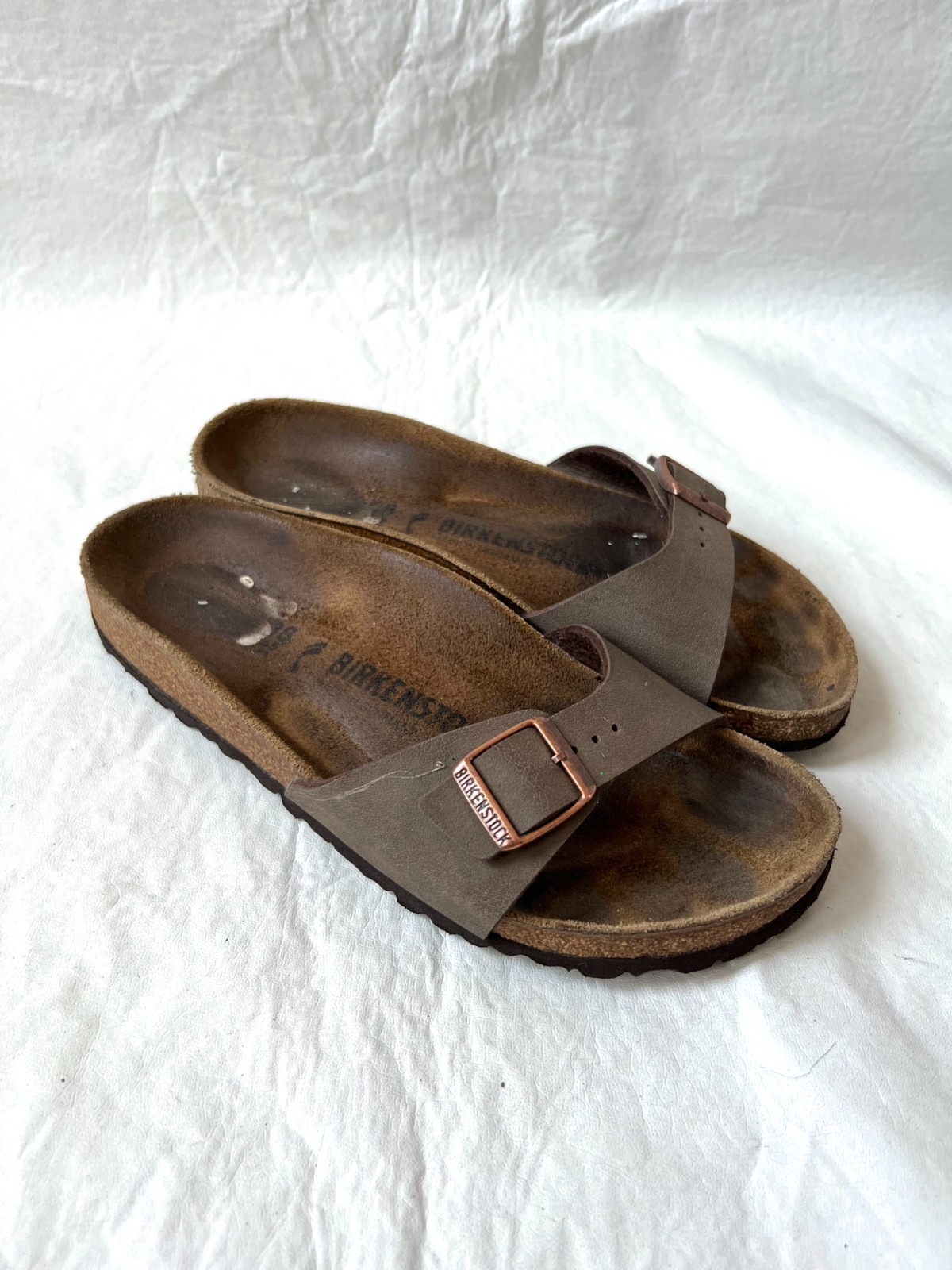 Birkenstock sandals Madrid brown birko flor one strap EU 38 7 7.5 narrow slides