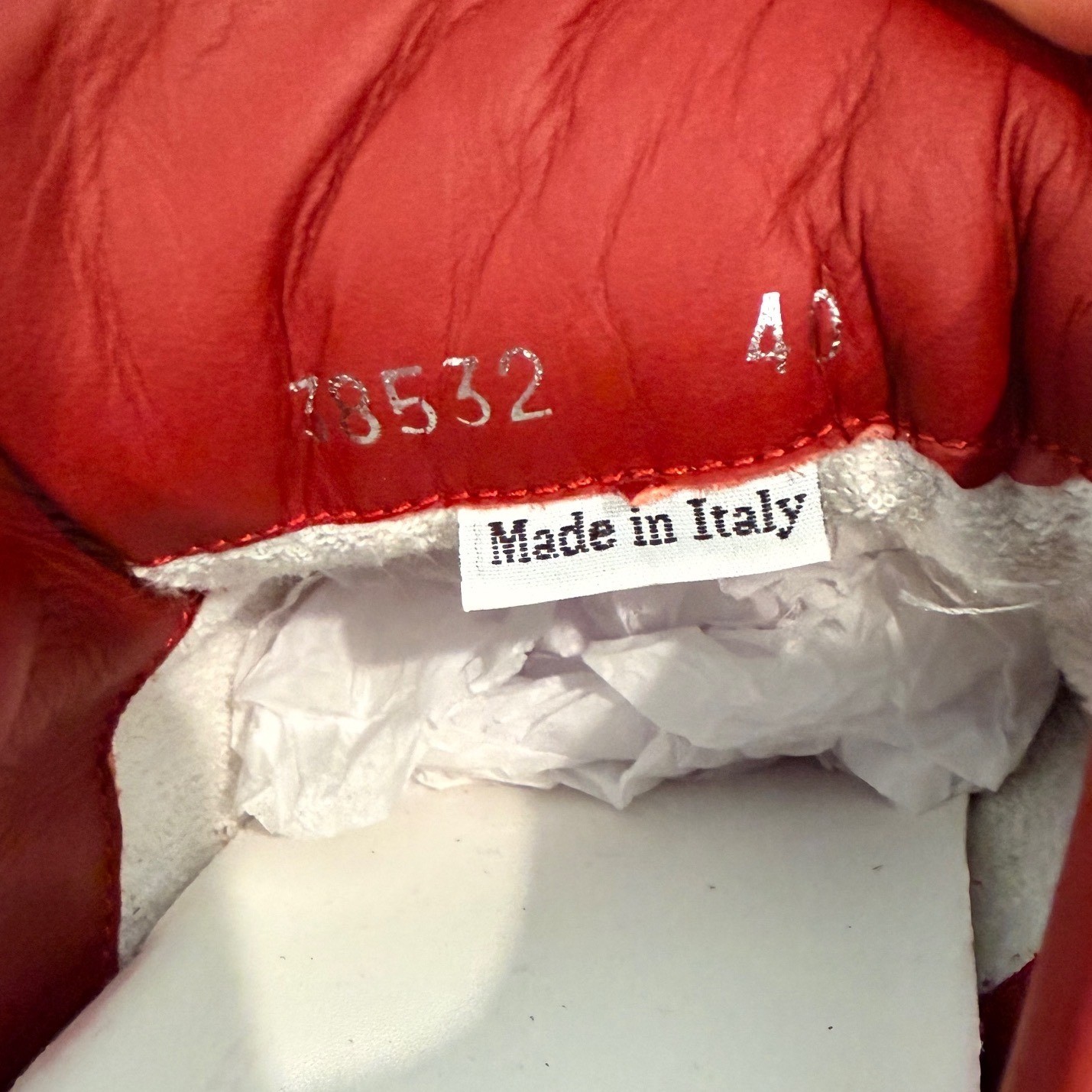 Primabase Forma Sneakers White Gold Red Metallic Distressed Leather Italy 40