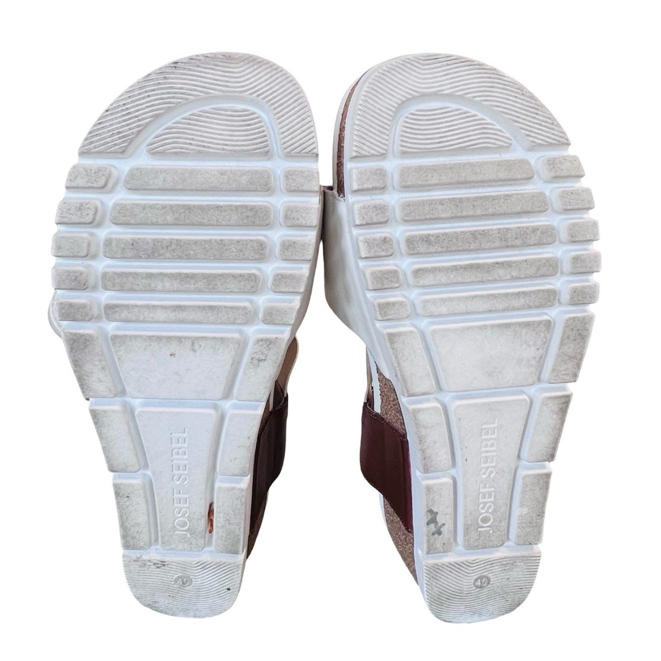 Josef Seibel Women’s Sz 7.5 Wedge Sandal Quinn Creme Multi Leather