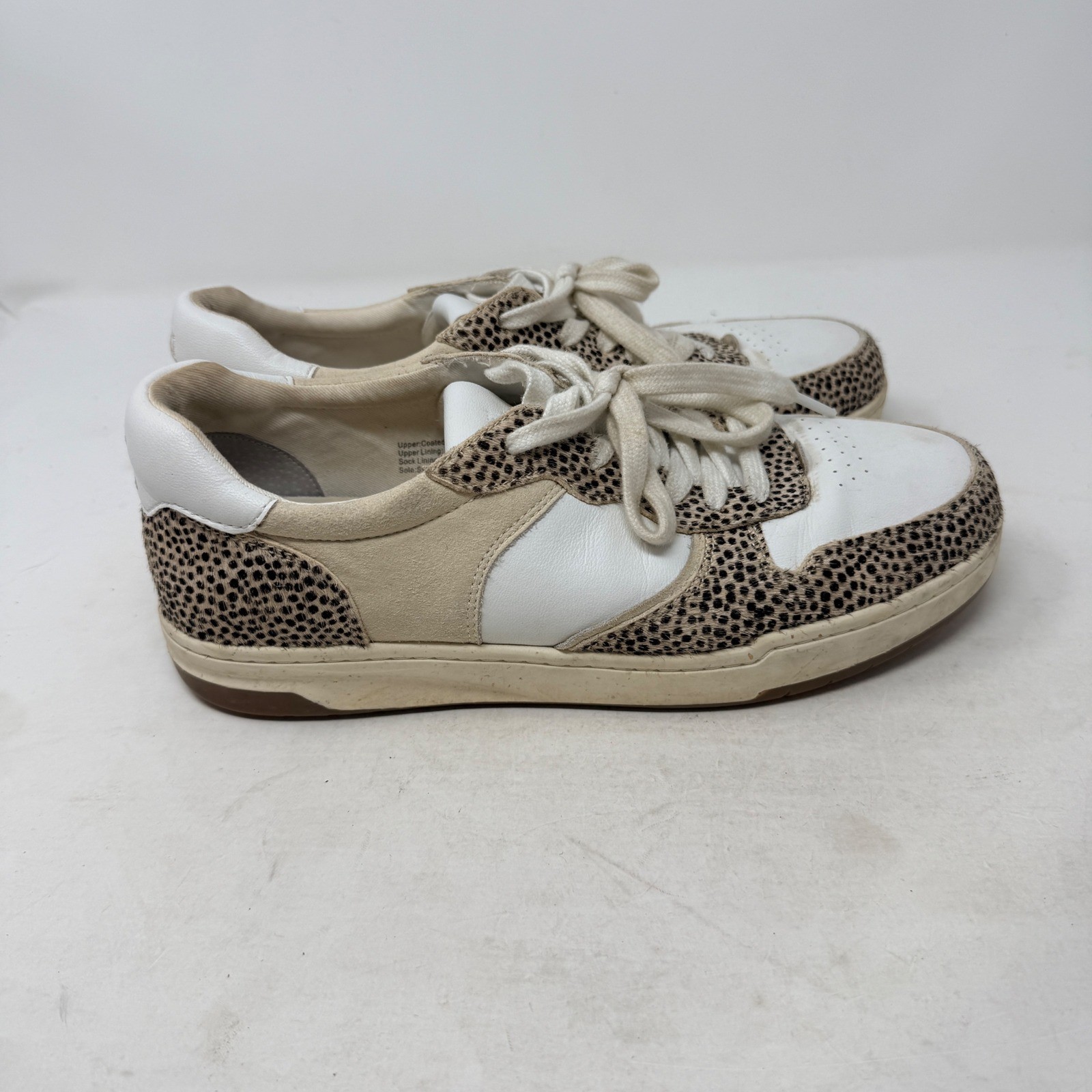 Madewell Court Sneakers 9.5 White Leather Cheetah Real Calf Hair Low Top