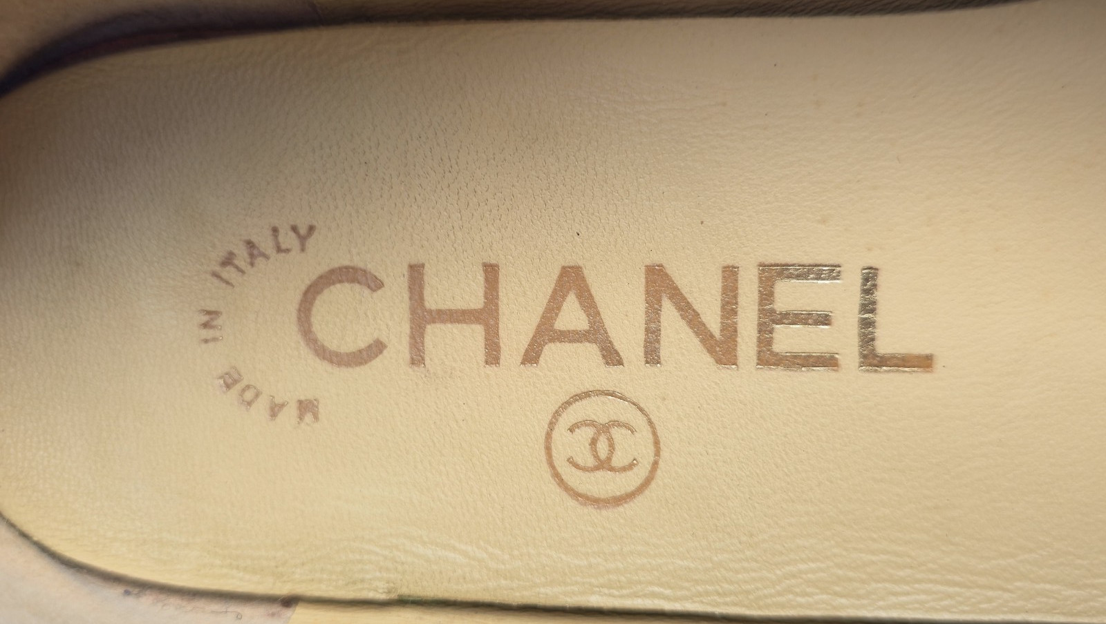 CHANEL Beige Black Tweed Cap Toe Ballerina Ballet Flats Size EU 37C