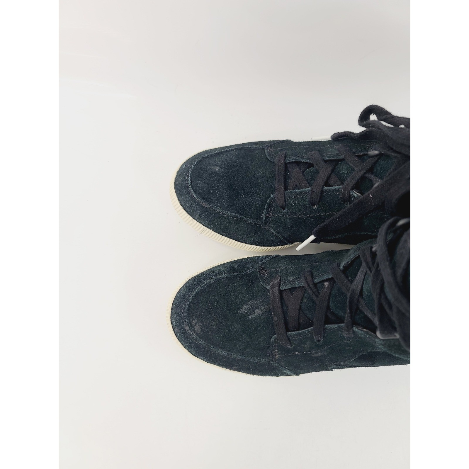 Sorel Lace Up Suede / Textile / Rubber Wedge Sneaker Boots Womens Size 5.5 Black