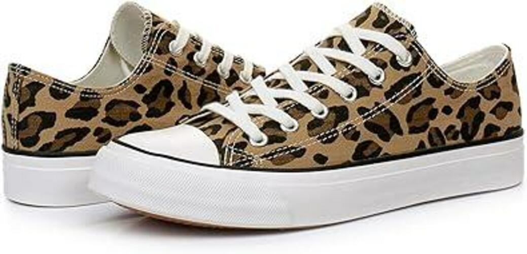 Cull4U Women’s Old Times Low-Top Sneaker Shoe LEOPARD/ WHITE SIZE: 7.5